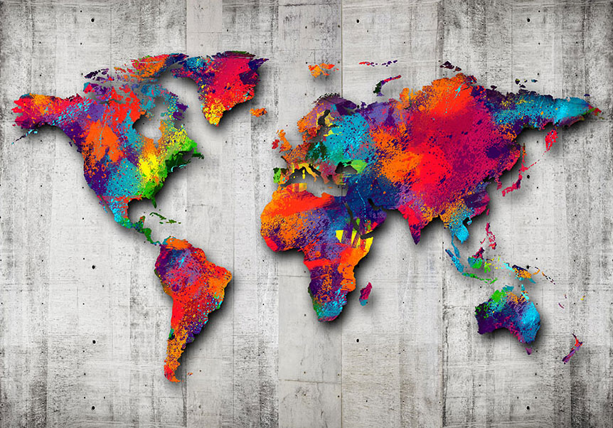 Photo Wallpaper Non-woven fleece //Self-adhesive World Map k-A-0033-a-b
