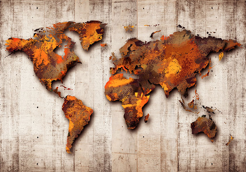 Photo Wallpaper Non-woven fleece //Self-adhesive World Map k-A-0033-a-b