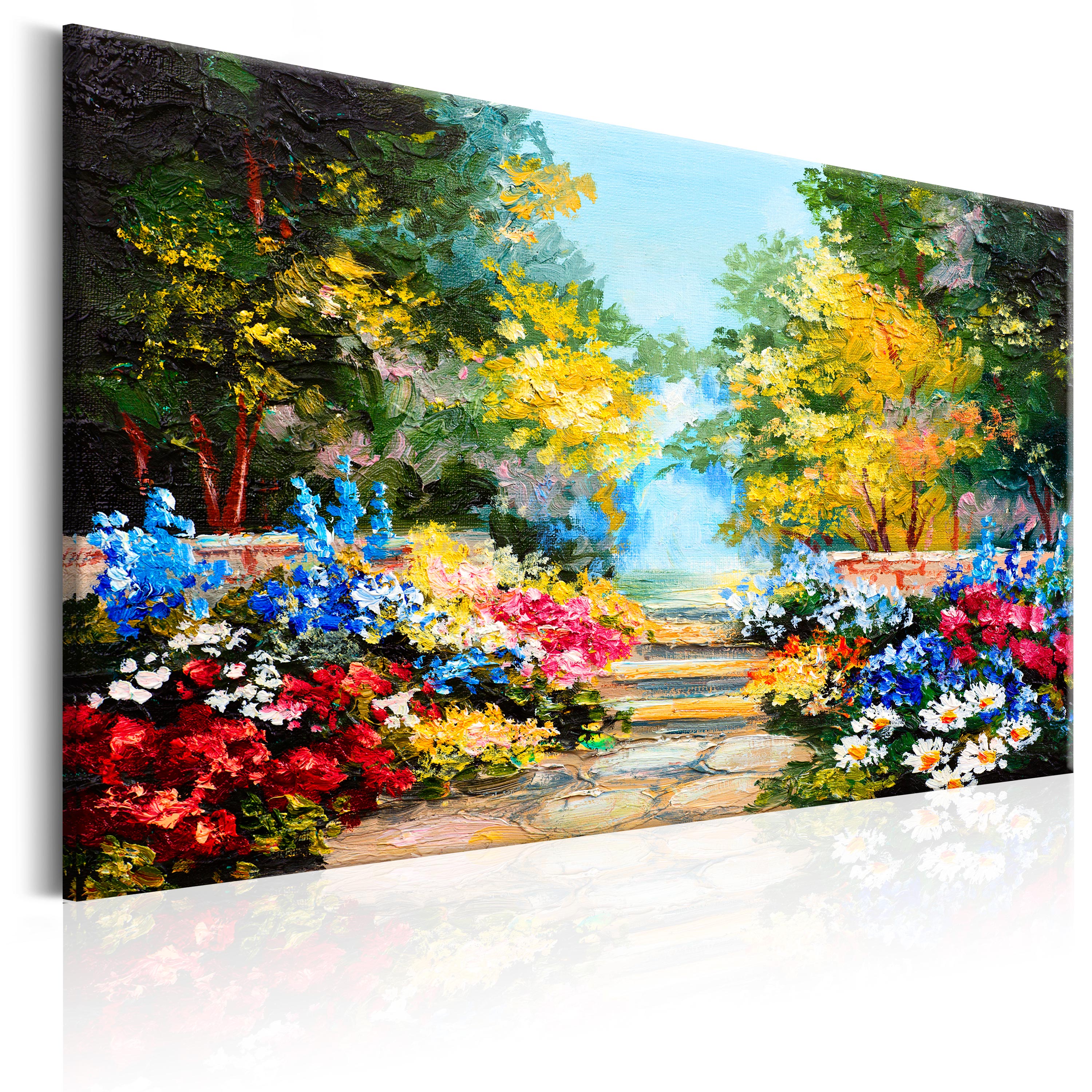 LEINWAND BILDER XXL KUNSTDRUCK WANDBILD BLUMEN GARTEN WIE