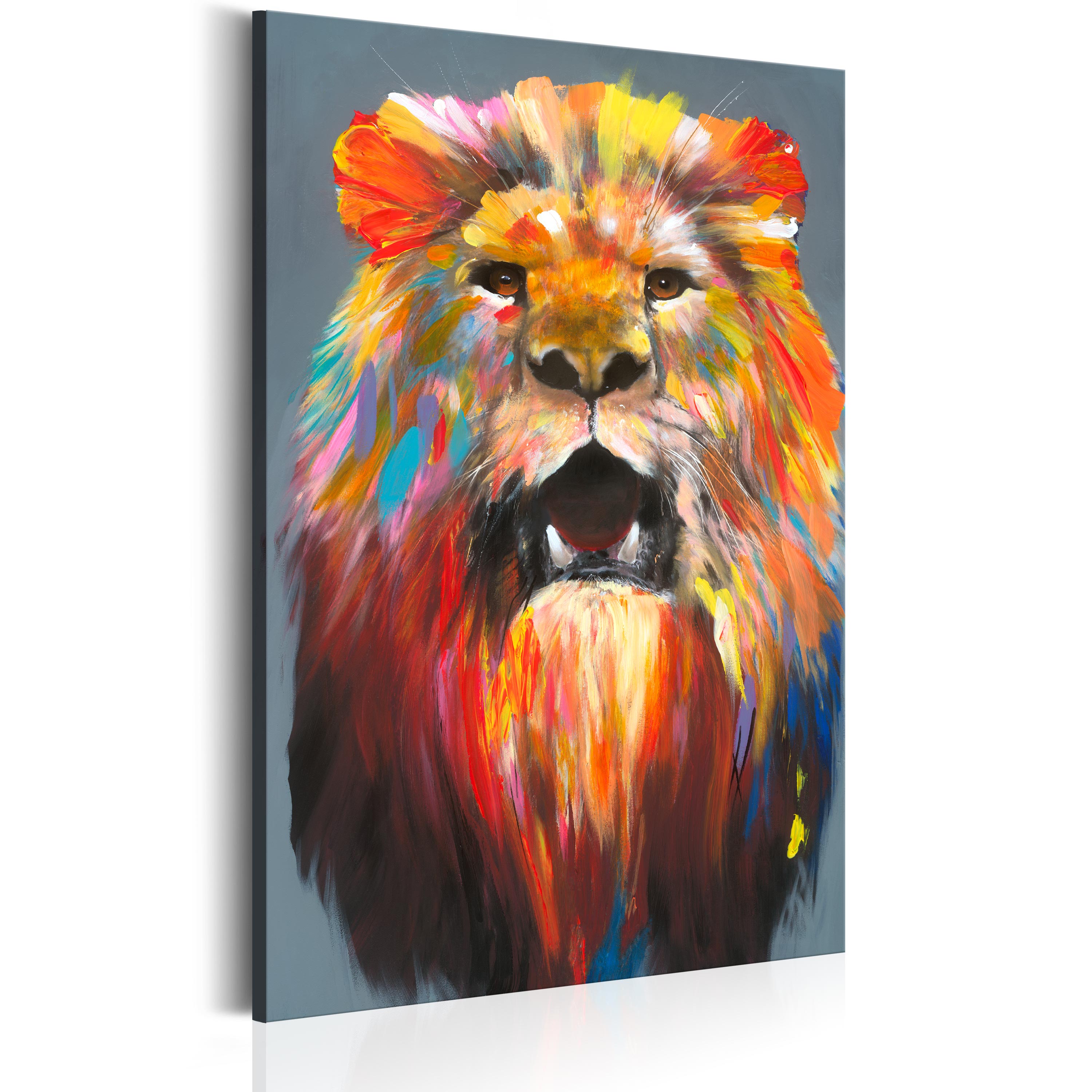 LEINWAND BILDER XXL ! KUNSTDRUCK ! BILD ! LÖWE TIER WIE GEMALT gA0101