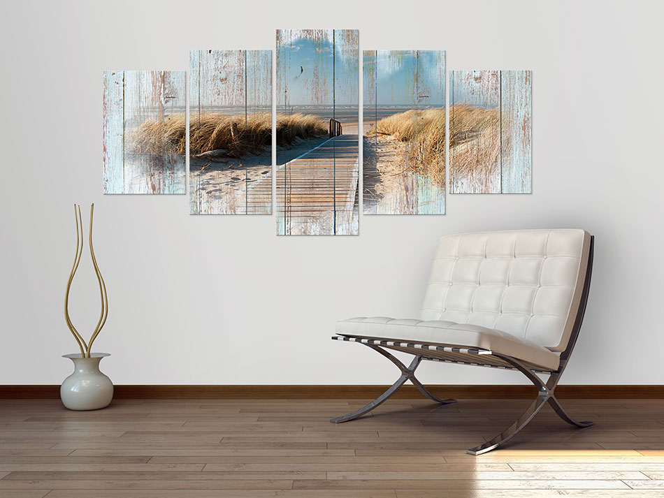 MEER STRAND LANDSCHAFT HOLZ Wandbilder xxl Bilder Vlies Leinwand c-C-0029-b-n