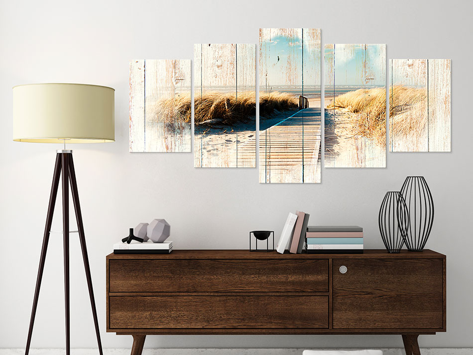 MEER STRAND LANDSCHAFT HOLZ Wandbilder xxl Bilder Vlies Leinwand c-C-0029-b-n