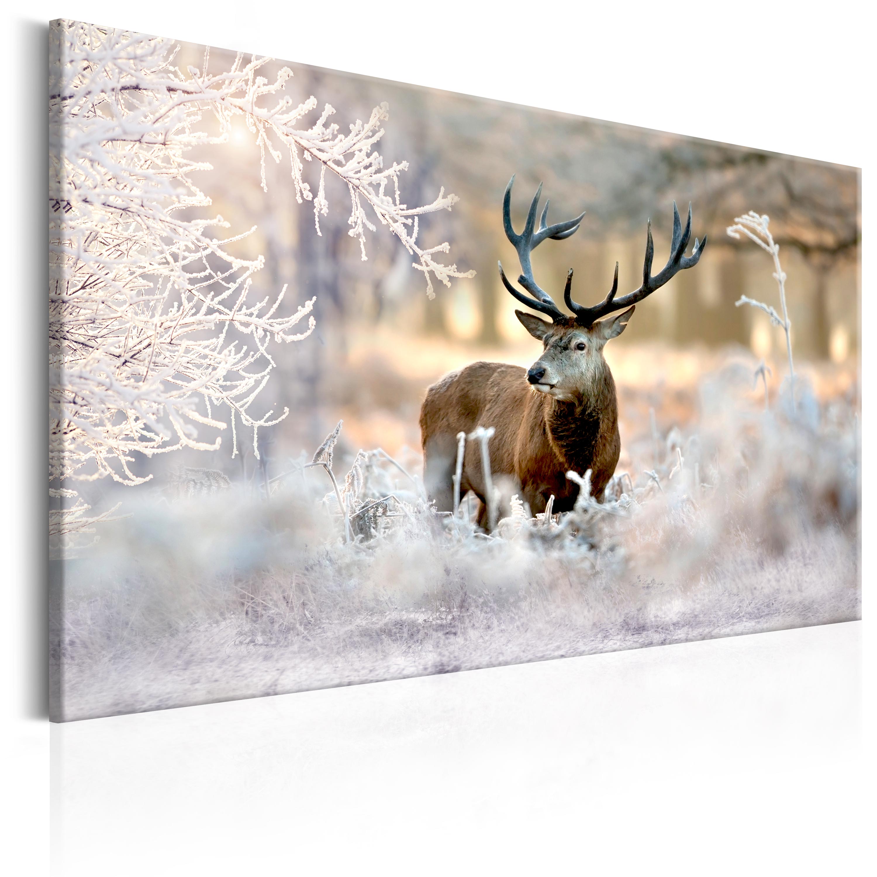 Elegant Bilder Wohnzimmer Hirsch WANDBILDER XXL NATUR WALD HIRSCH WINTER LEINWAND BILDER