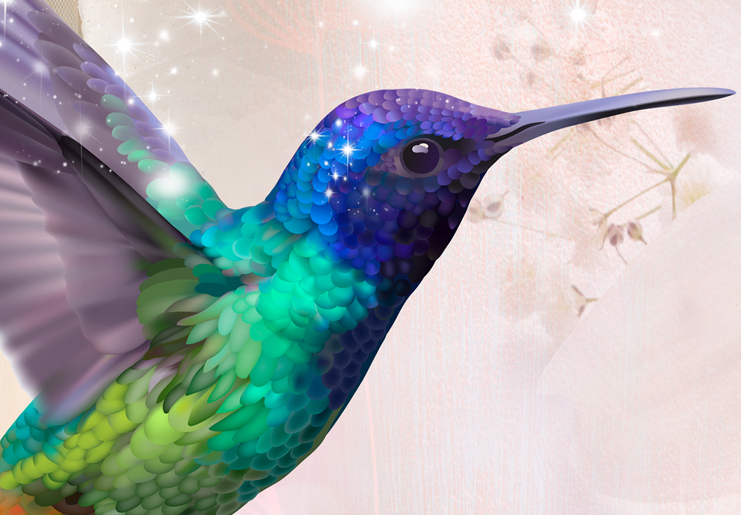 Wandbilder xxl Kolibri Vogel Blumen Leinwand Bilder Wohnzimmer g-C-0069-b-f