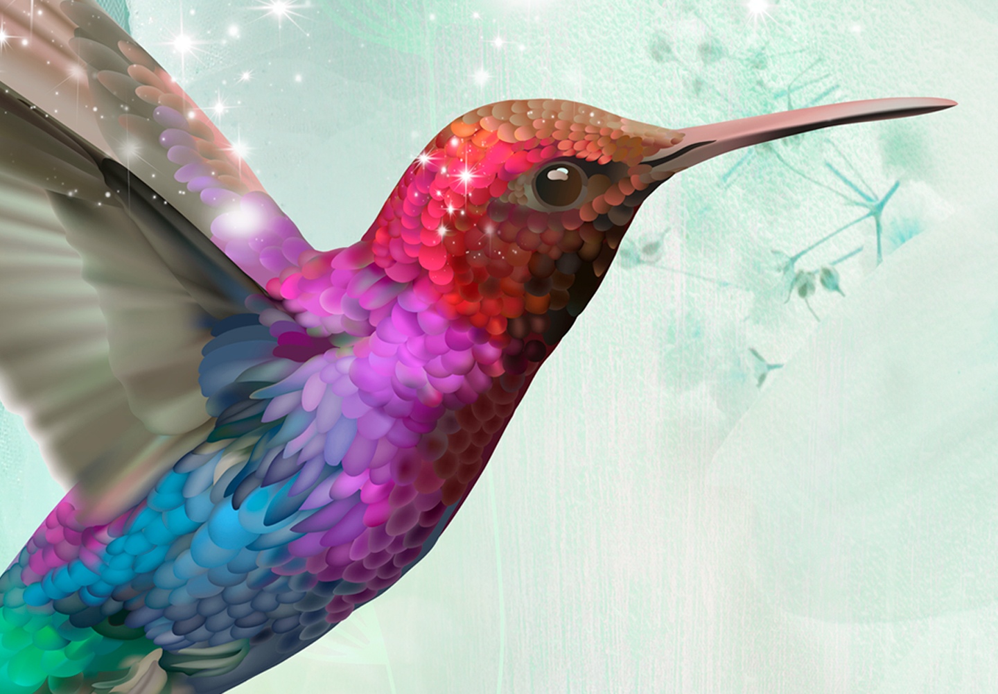 Wandbilder xxl Kolibri Vogel Blumen Leinwand Bilder Wohnzimmer g-C-0069-b-f