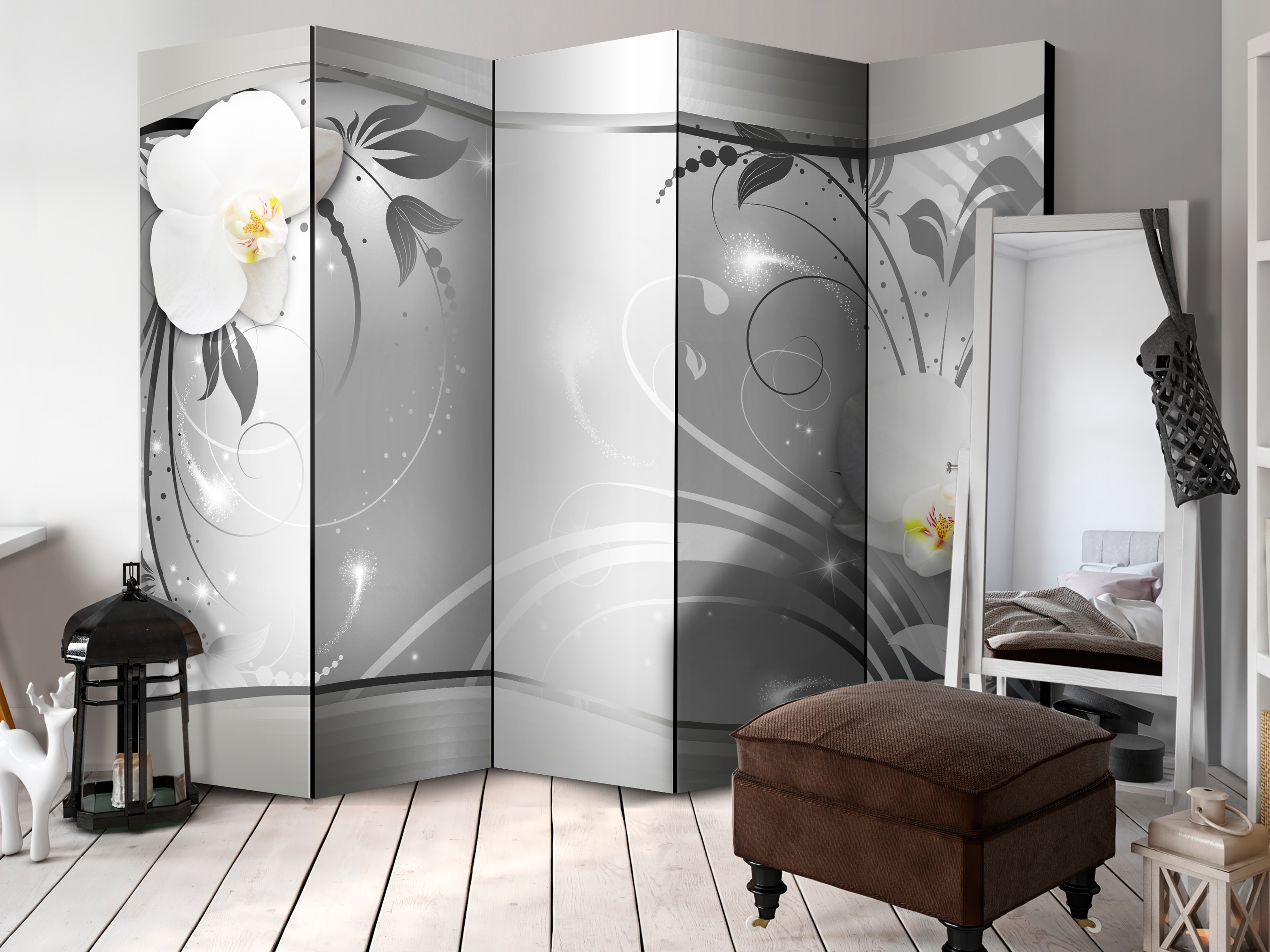 Deko Paravent Raumteiler Trennwand Spanische Wand Blume Orchidee 2 Formate