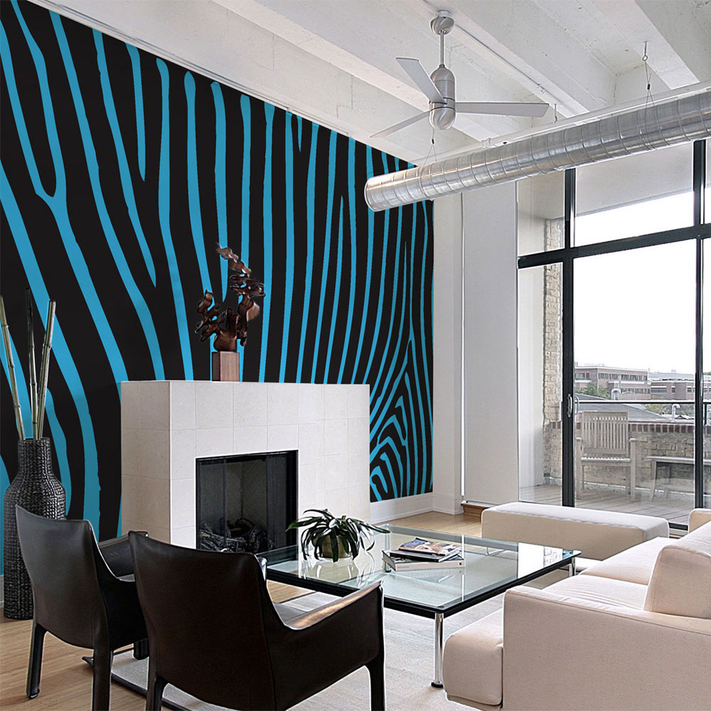 Wallpaper - Zebra pattern (turquoise) - 200x154