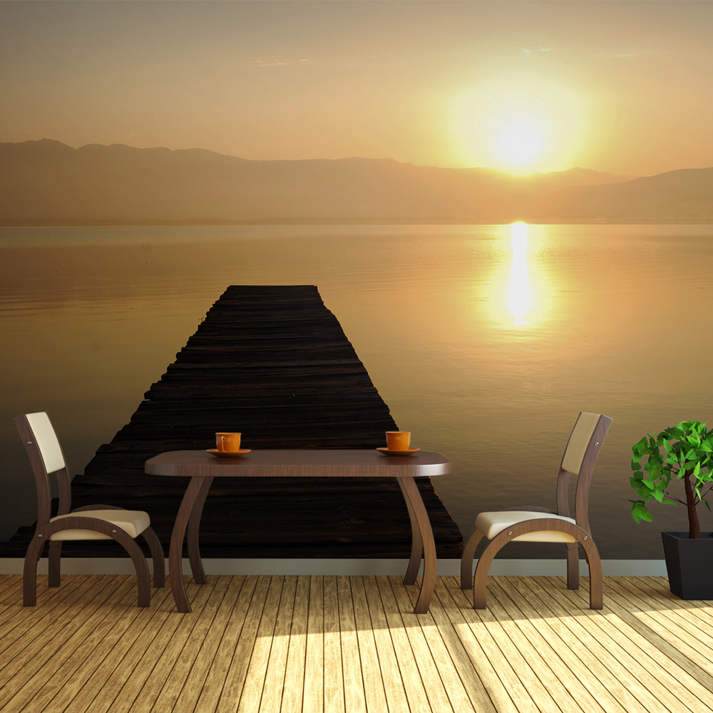 XXL wallpaper - jetty, lake, sunset... - 550x270