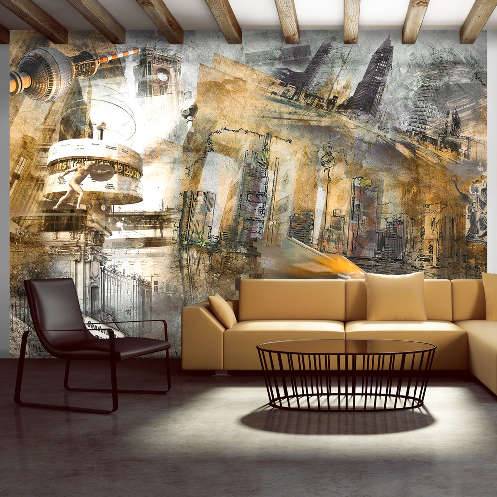 Wallpaper - Berlin - collage (orange) - 100x70