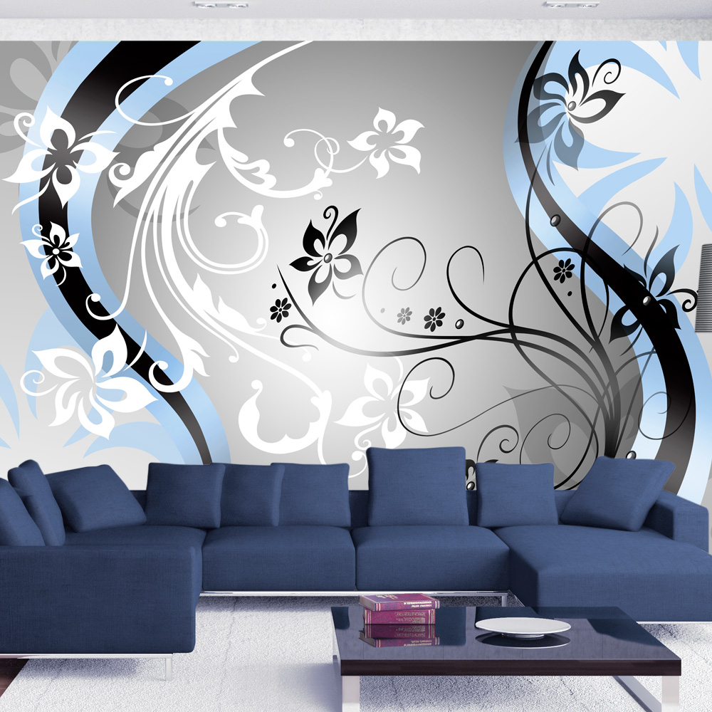 Wallpaper - Art-flowers (blue) - 200x140
