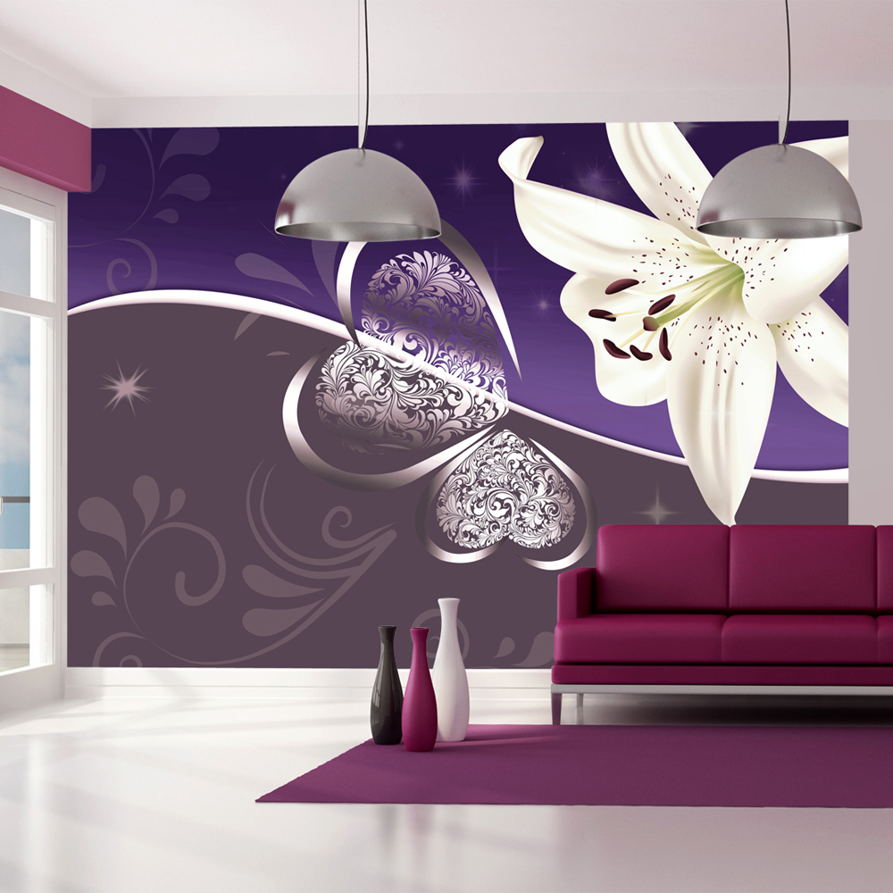 Wallpaper - Lily in shades of violet - 100x70