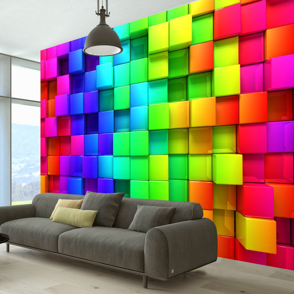 Wallpaper - Colourful Cubes - 100x70