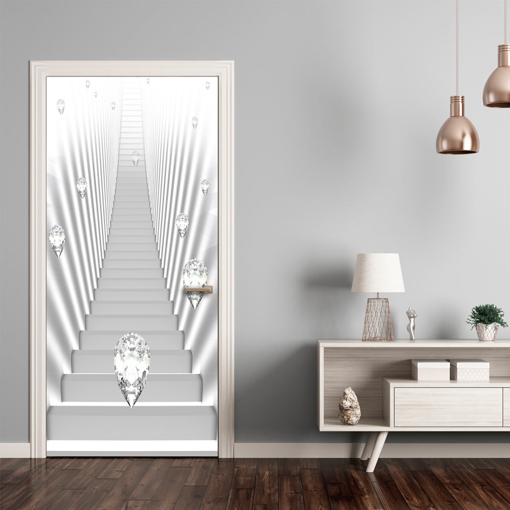 Photo wallpaper on the door - Photo wallpaper - White stairs and jewels I - 80x210
