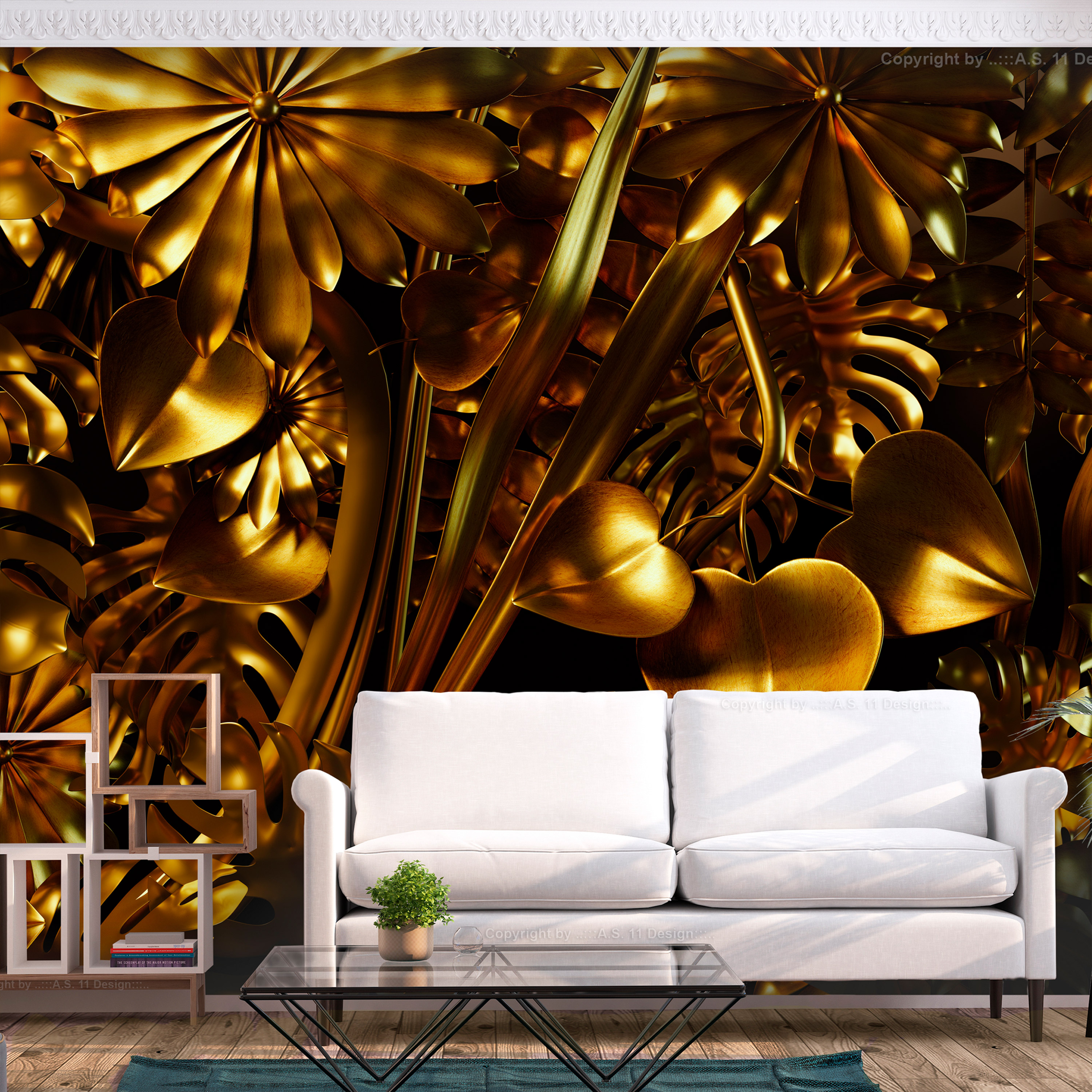 Self-adhesive Wallpaper - Golden Jungle - 98x70