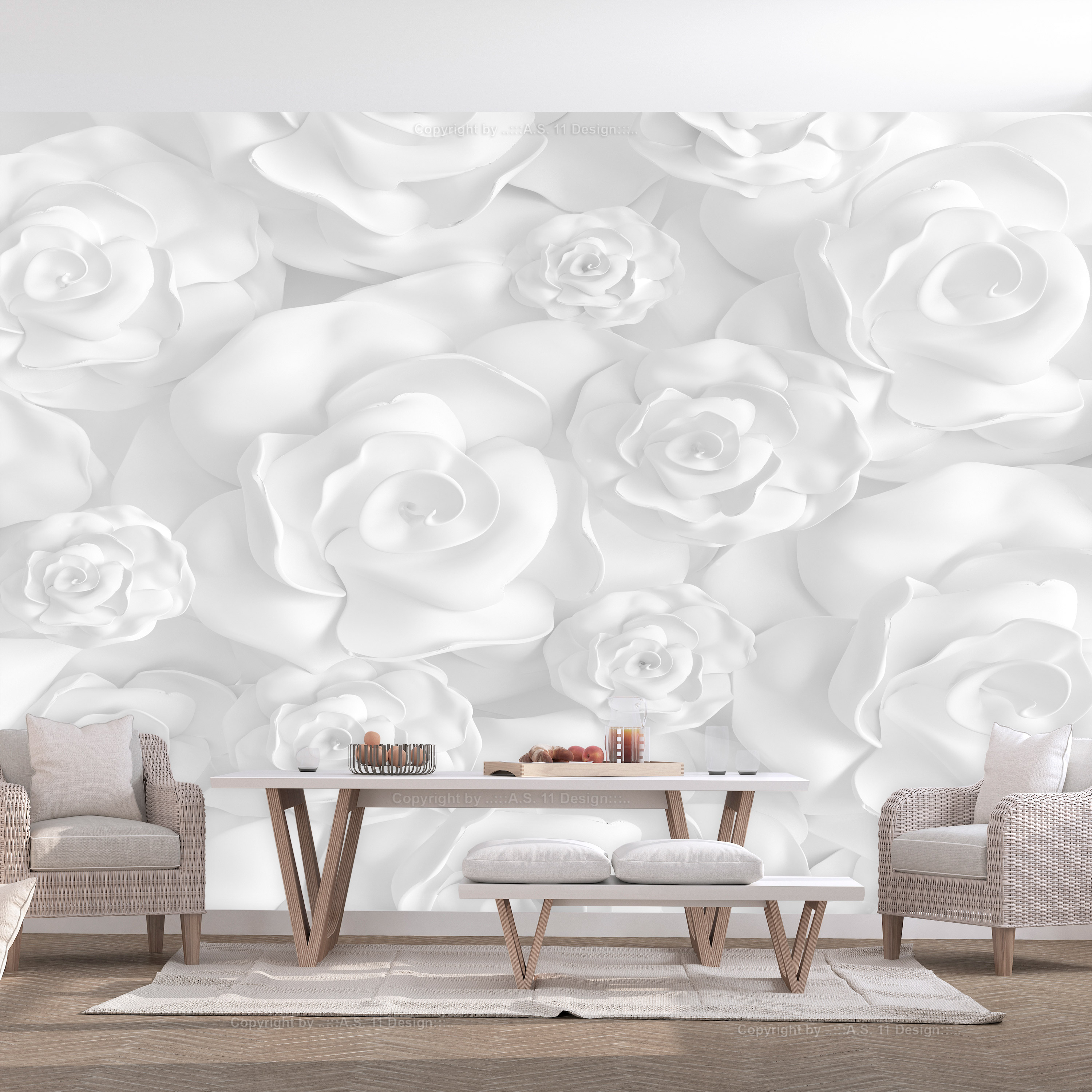 Self-adhesive Wallpaper - Plaster Flowers - 147x105