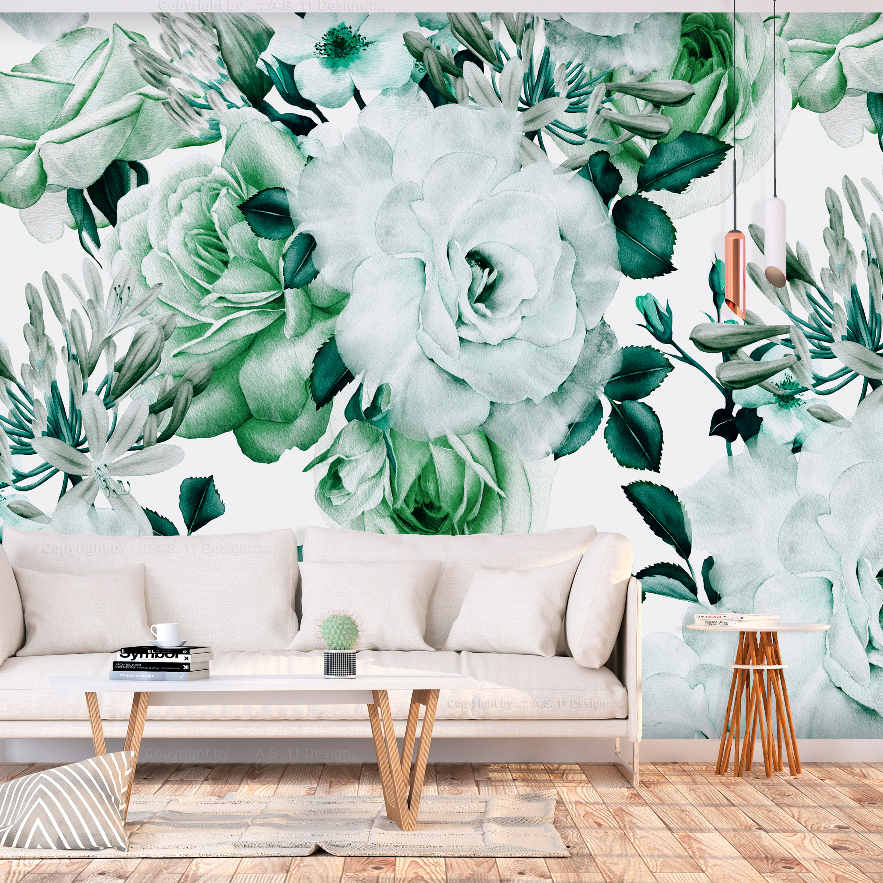 Self-adhesive Wallpaper - Sentimental Garden (Green) - 343x245