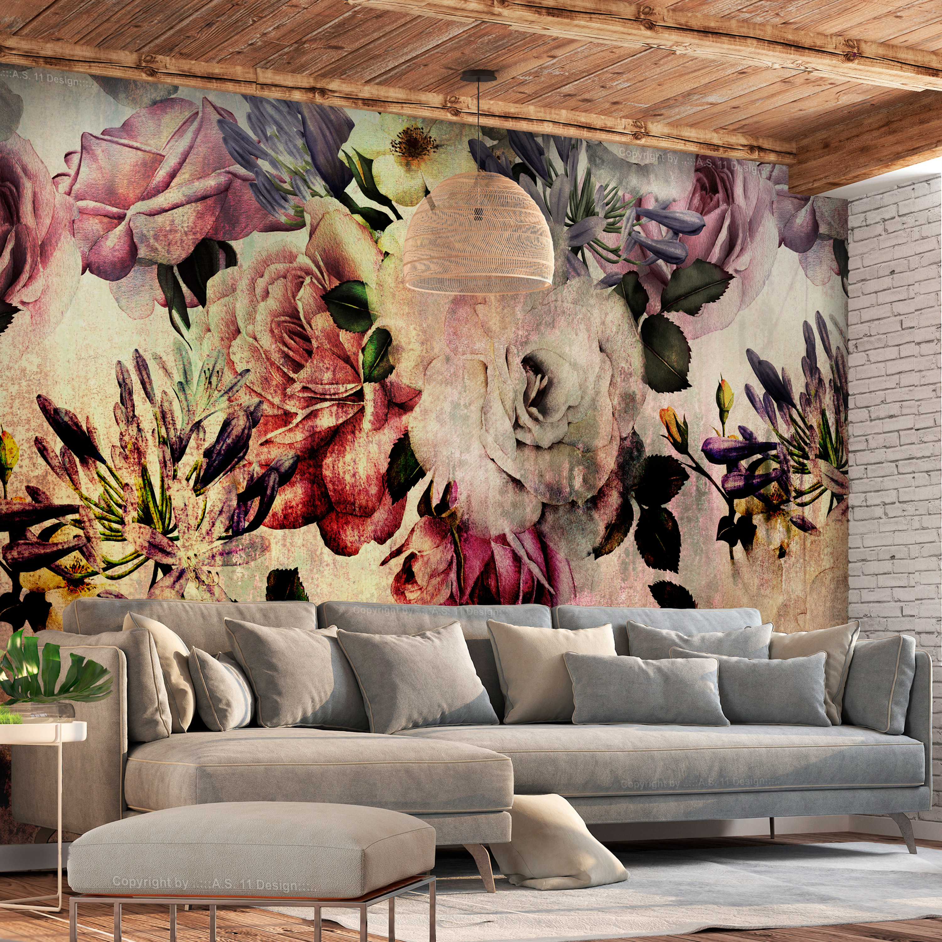 Self-adhesive Wallpaper - Nostalgia Flowers - 98x70