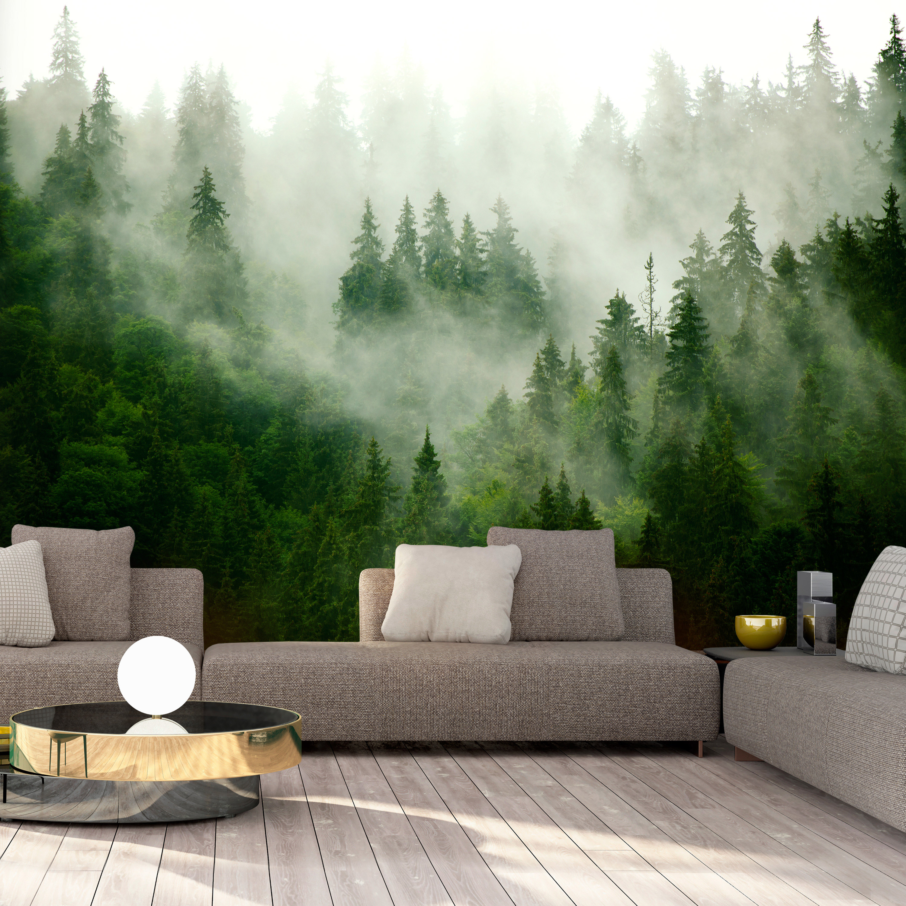 Self-adhesive Wallpaper - Mountain Forest (Green) - 245x175