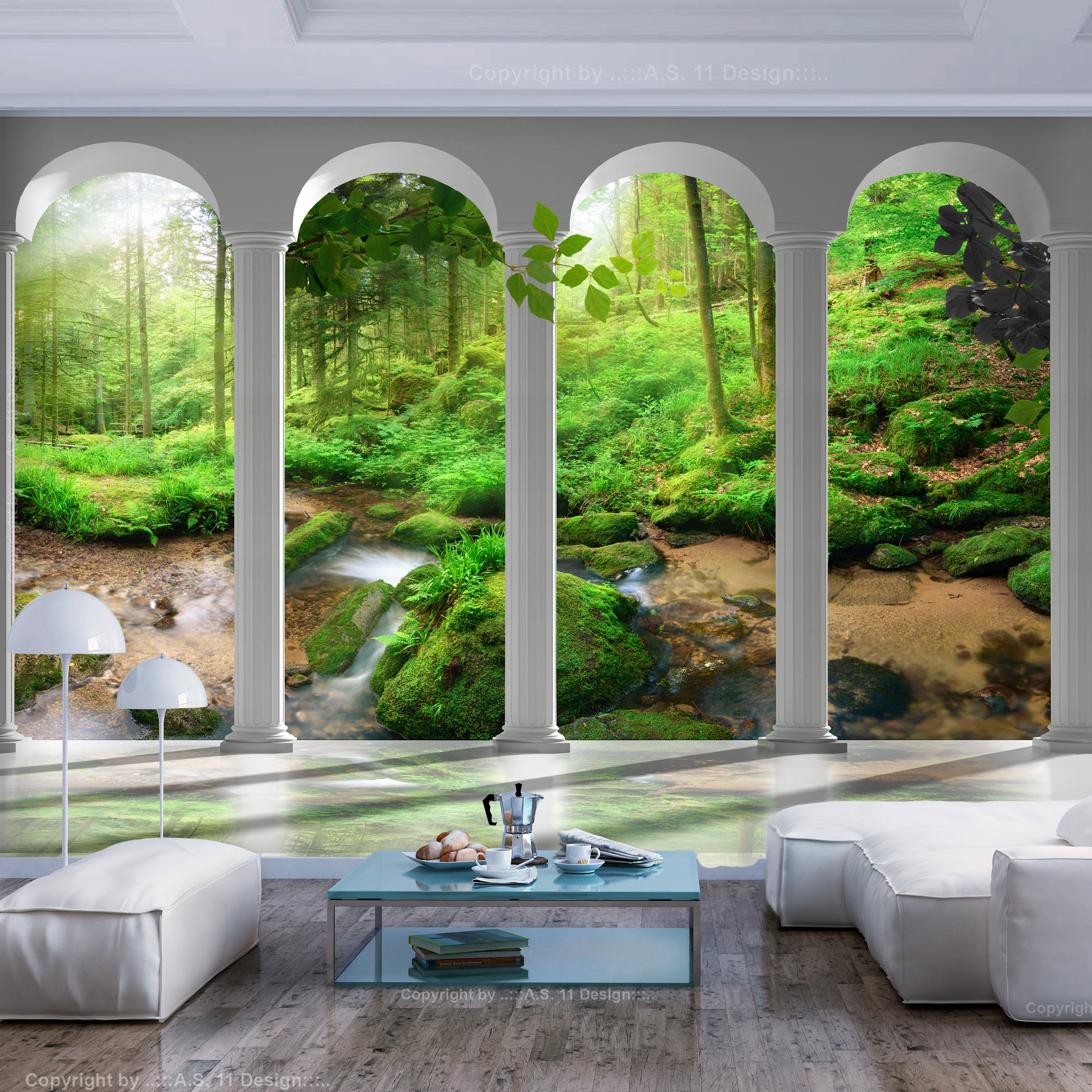 Self-adhesive Wallpaper - Pillars and Forest - 392x280