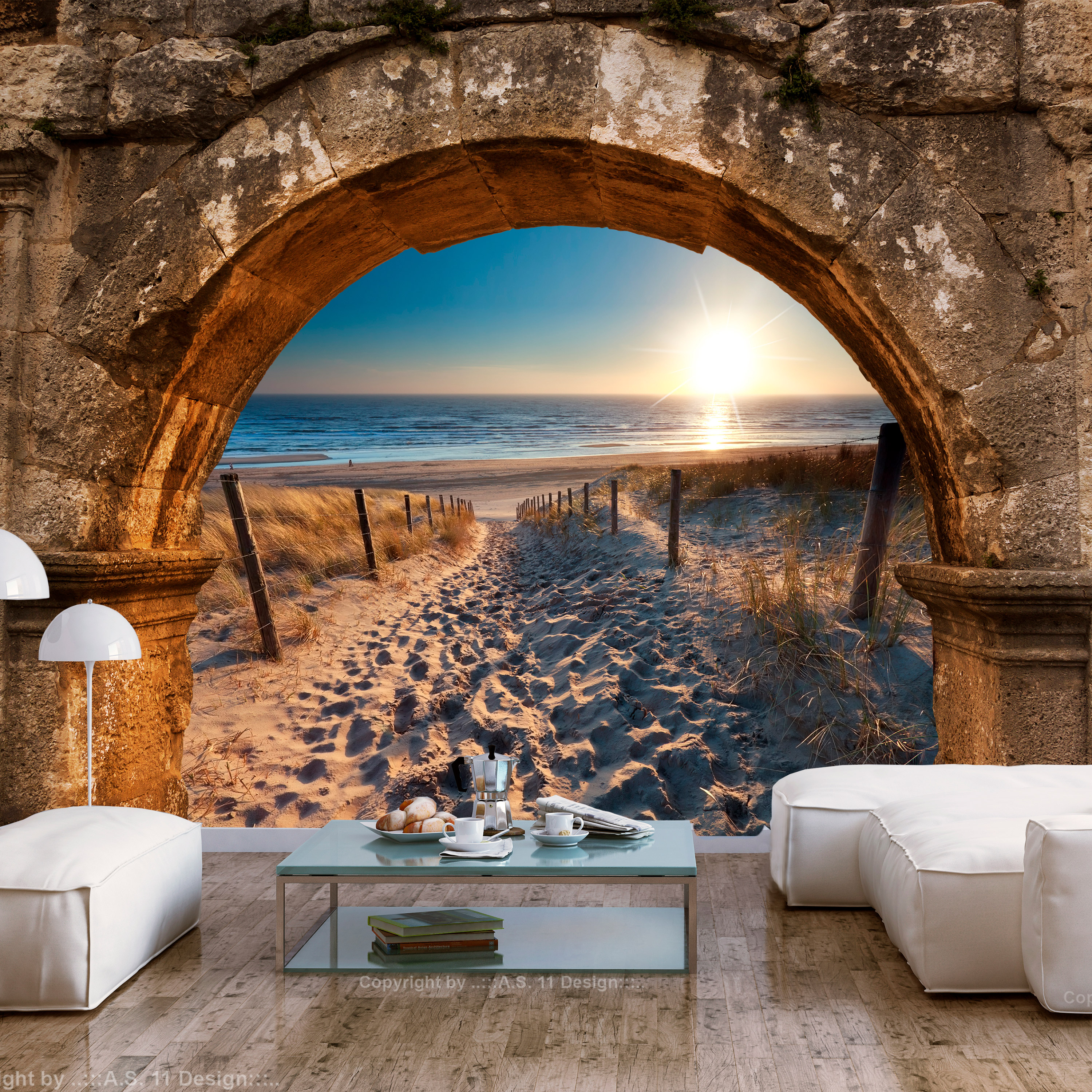 Self-adhesive Wallpaper - Arch and Beach - 441x315