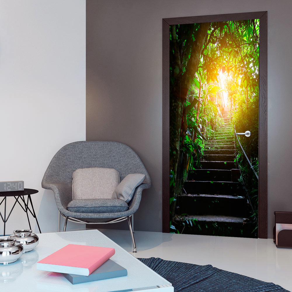 Photo wallpaper on the door - Photo wallpaper - Stairs in the urban jungle I - 100x210