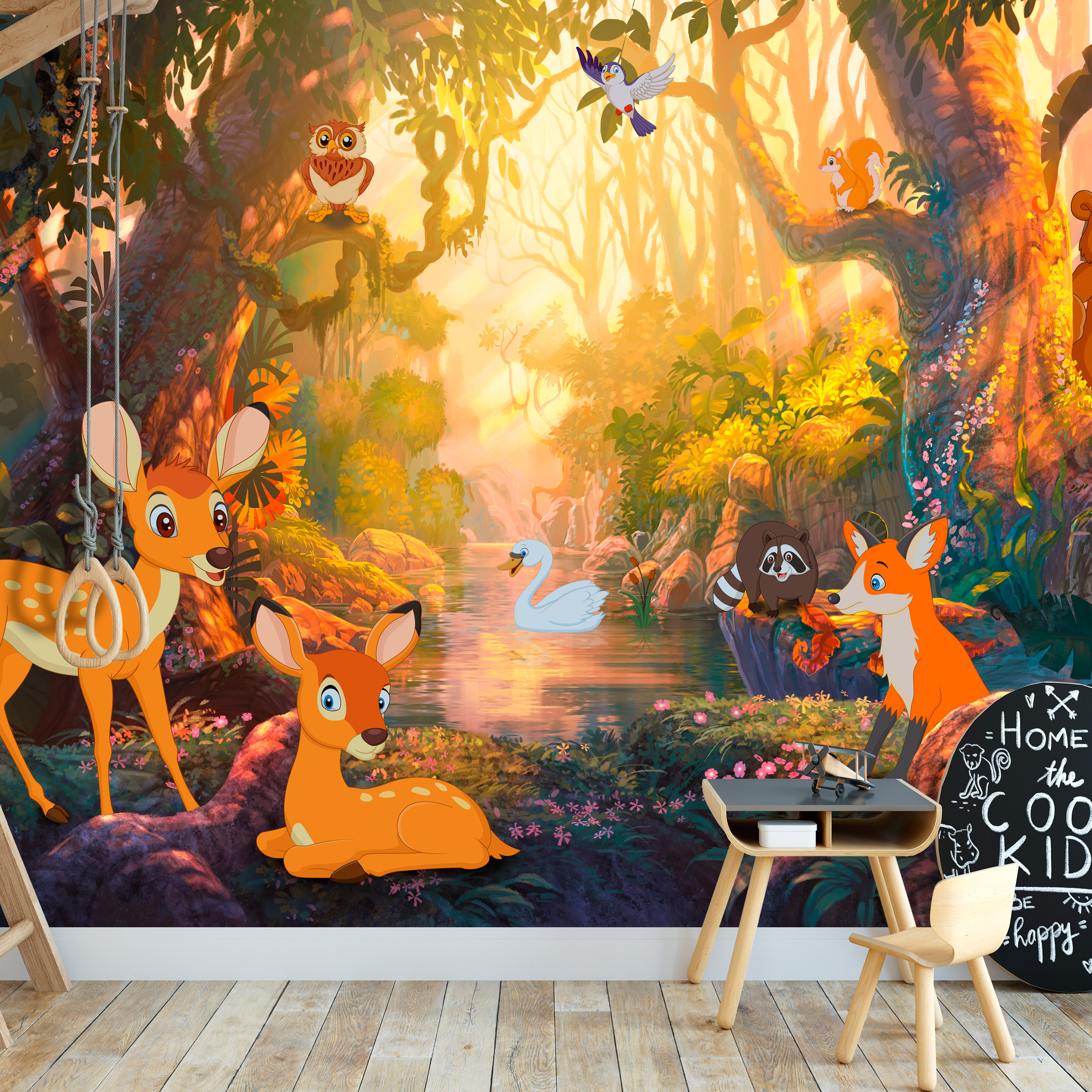 Self-adhesive Wallpaper - Animals in the Forest - 245x175