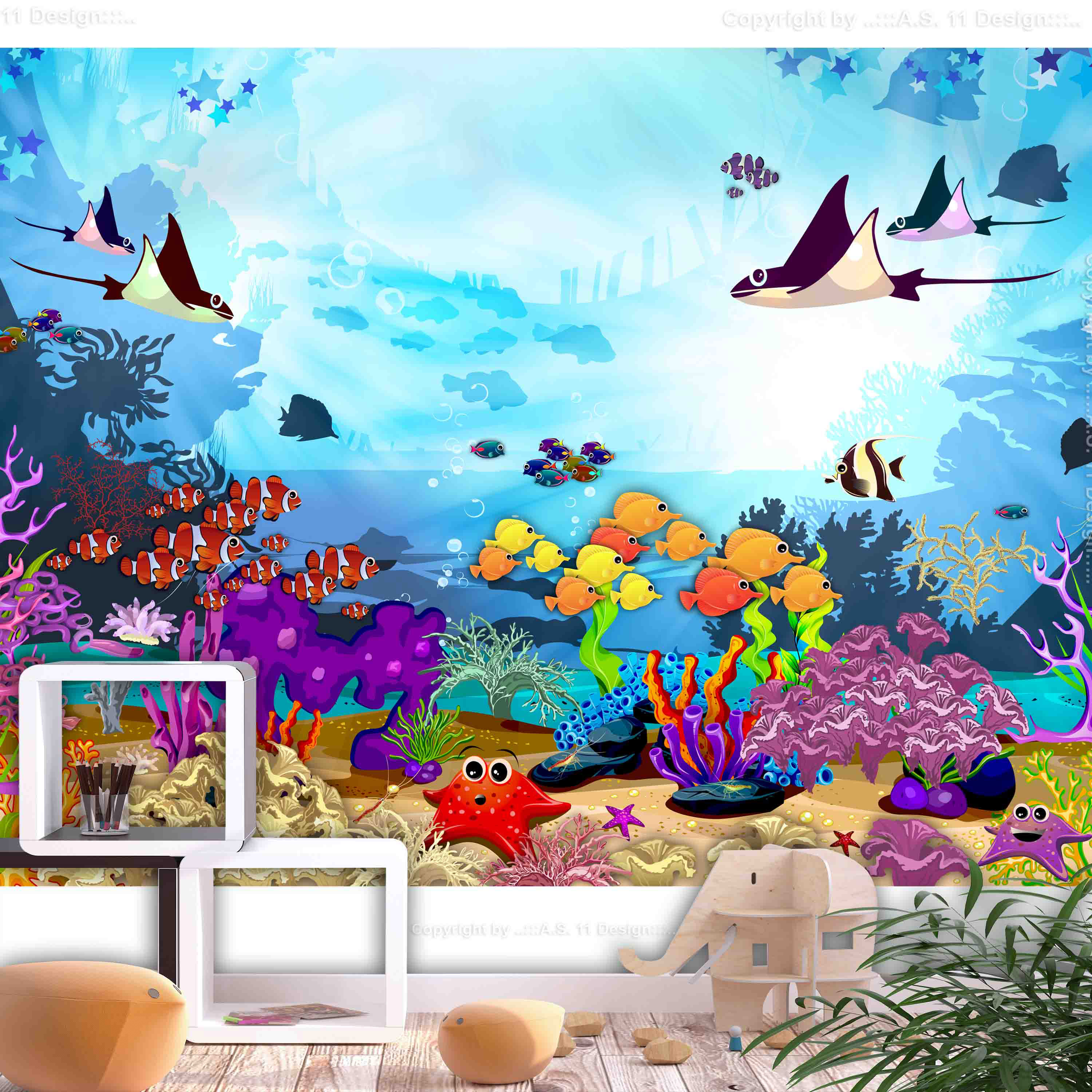 Self-adhesive Wallpaper - Underwater Fun - 441x315