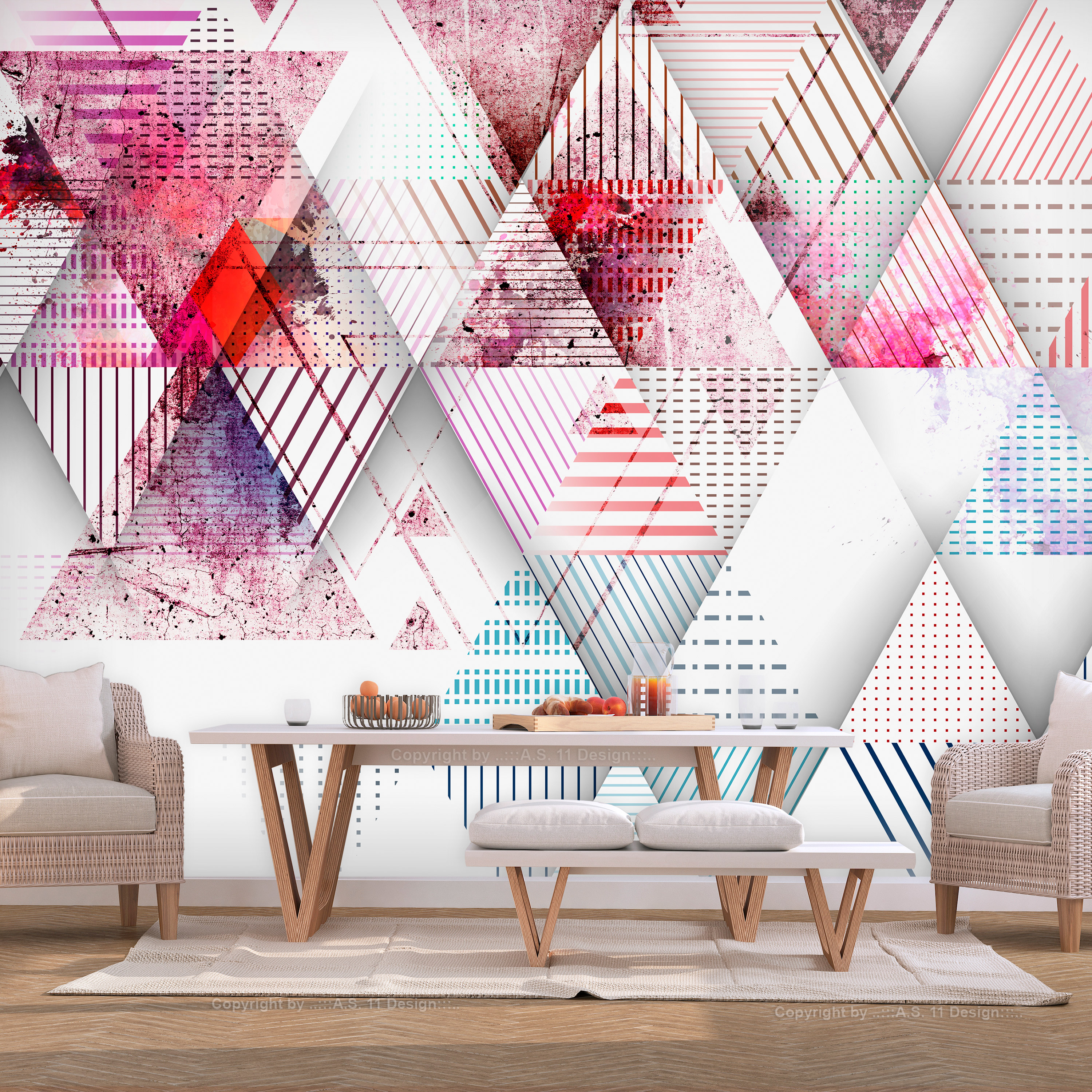 Self-adhesive Wallpaper - Triangular World - 343x245