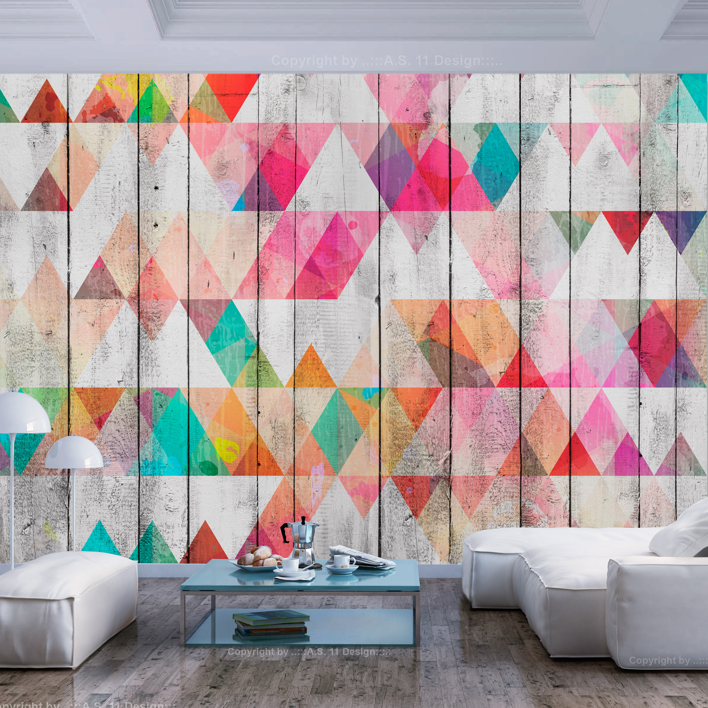 Self-adhesive Wallpaper - Rainbow Triangles - 441x315