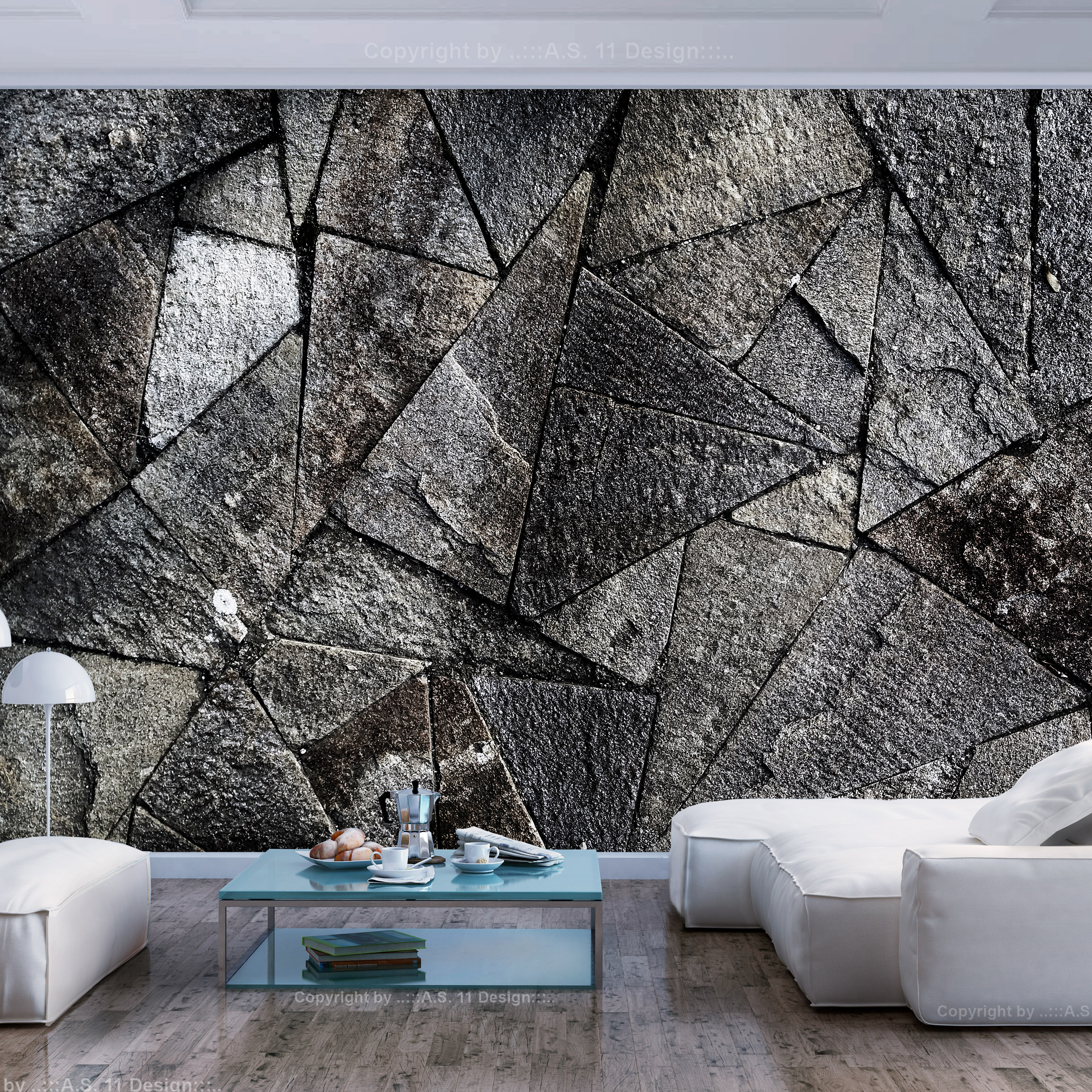 Wallpaper - Pavement Tiles (Grey) - 400x280