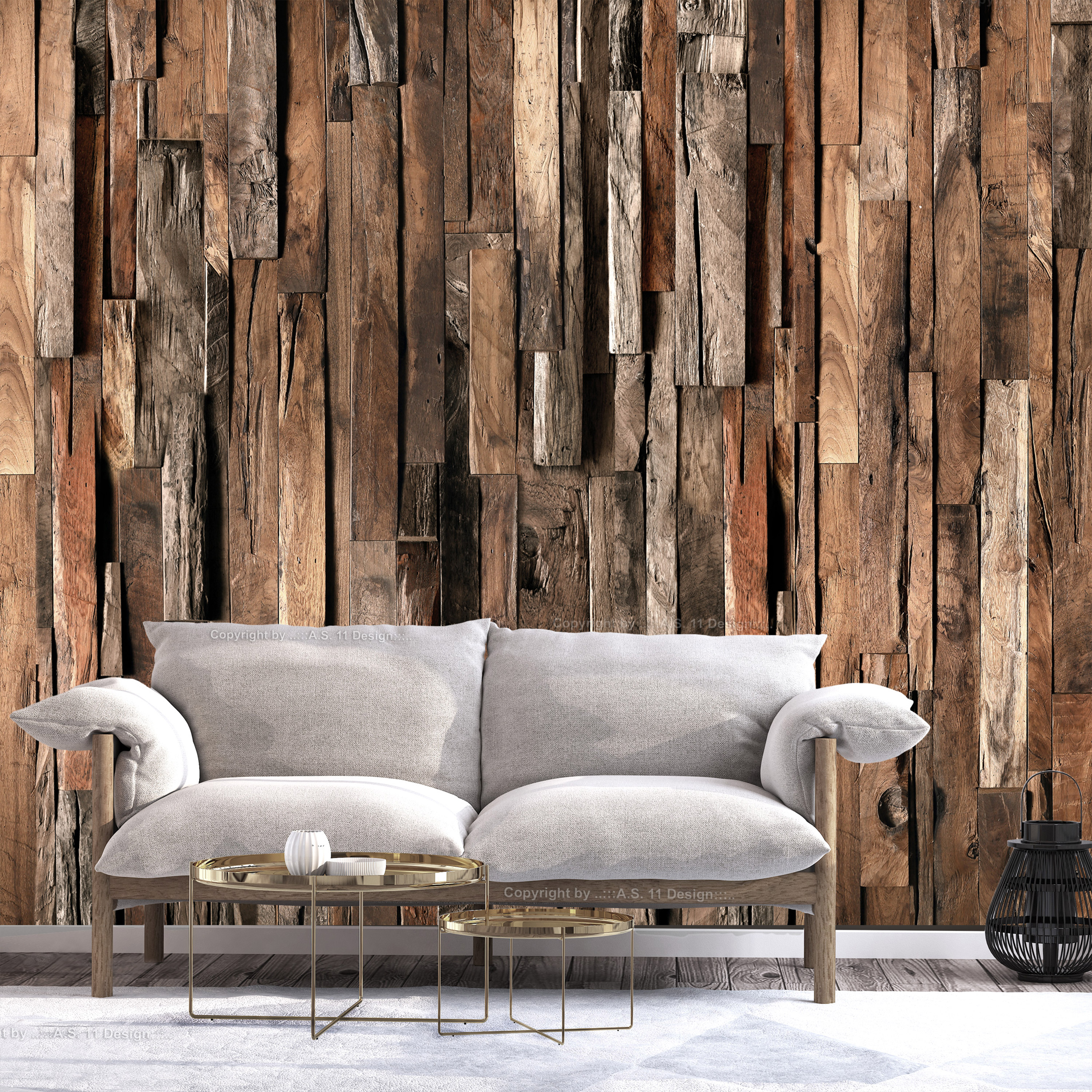 Self-adhesive Wallpaper - Wooden Curtain (Brown) - 147x105