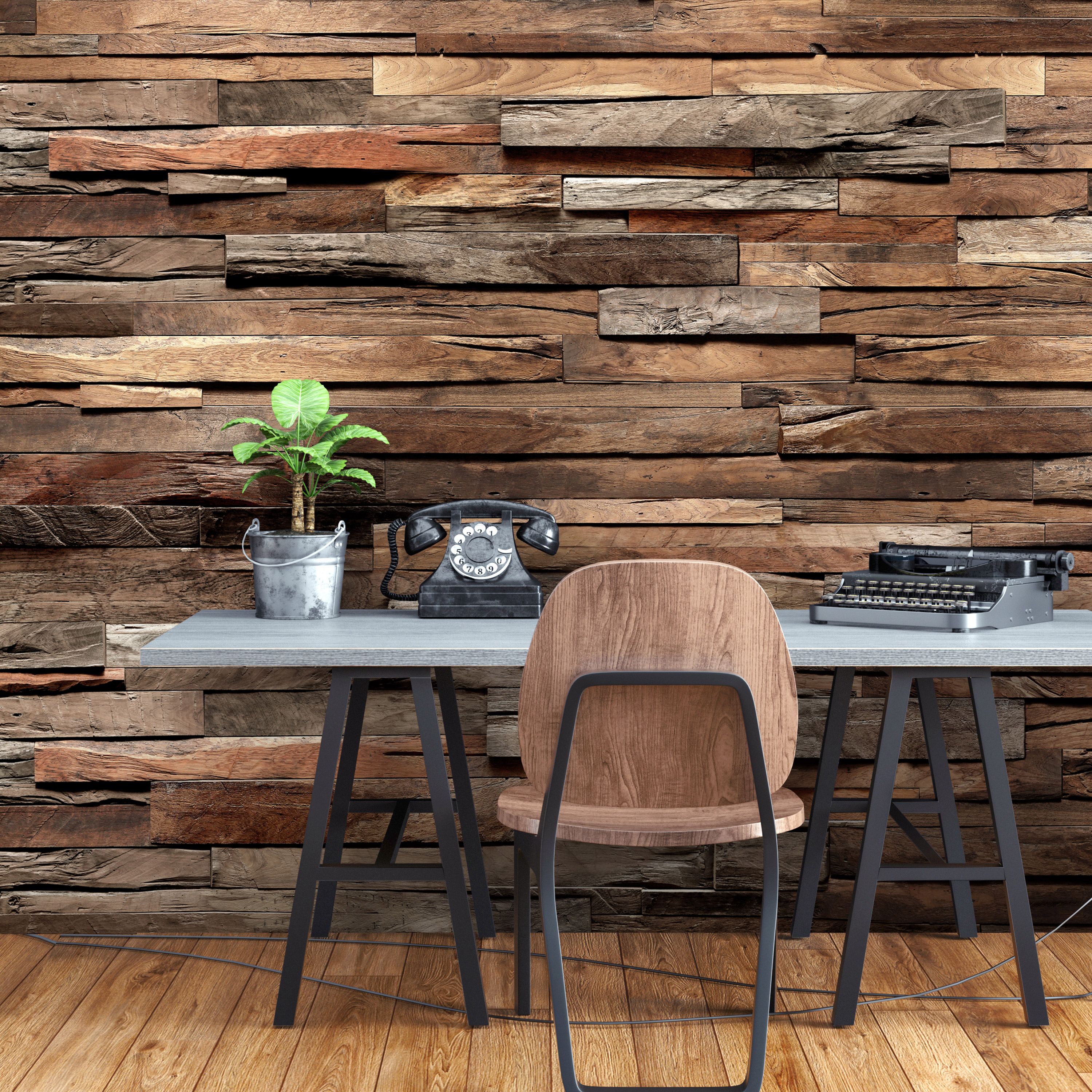 Self-adhesive Wallpaper - Cedar Smell (Brown) - 392x280