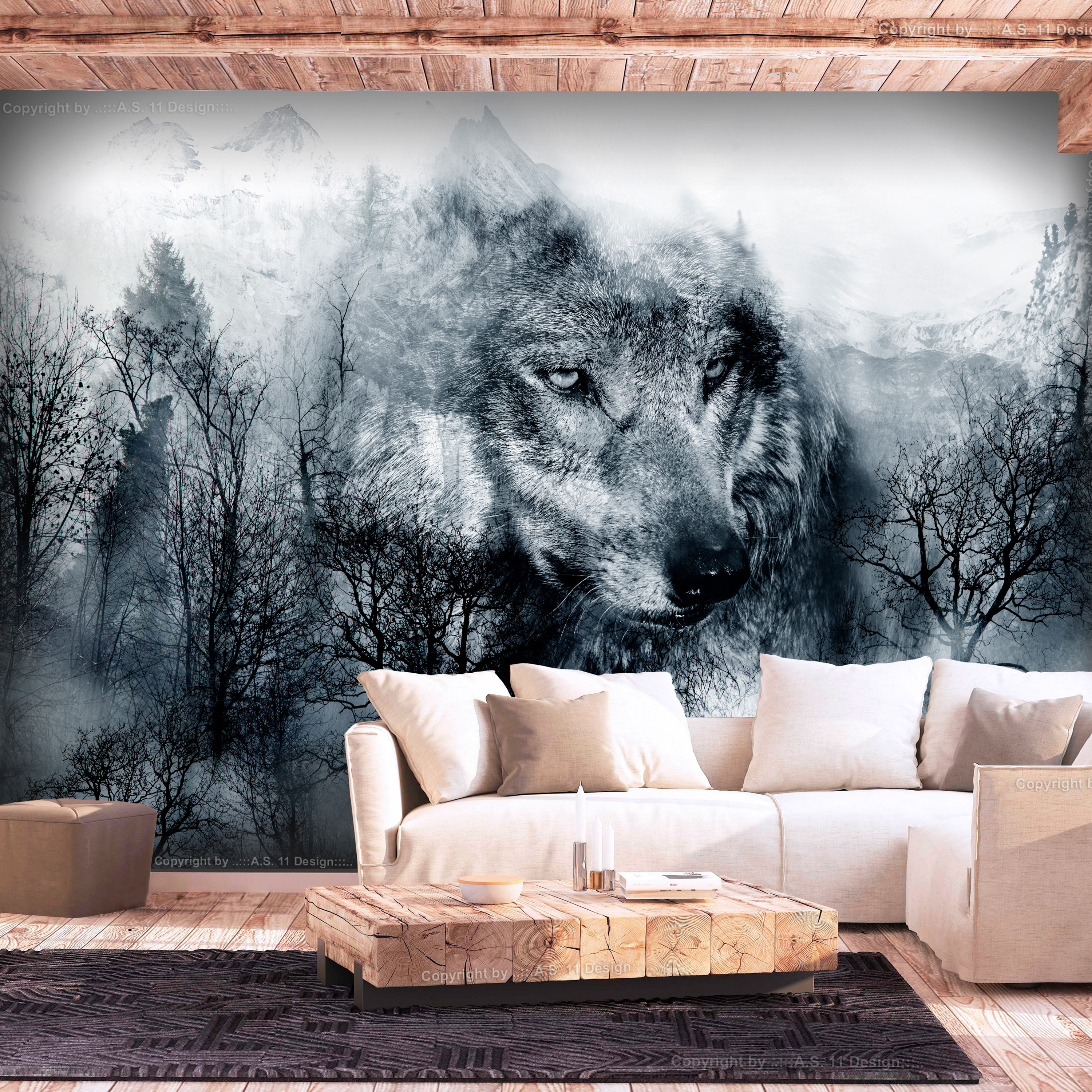 Wallpaper - Mountain Predator (Black and White) - 250x175