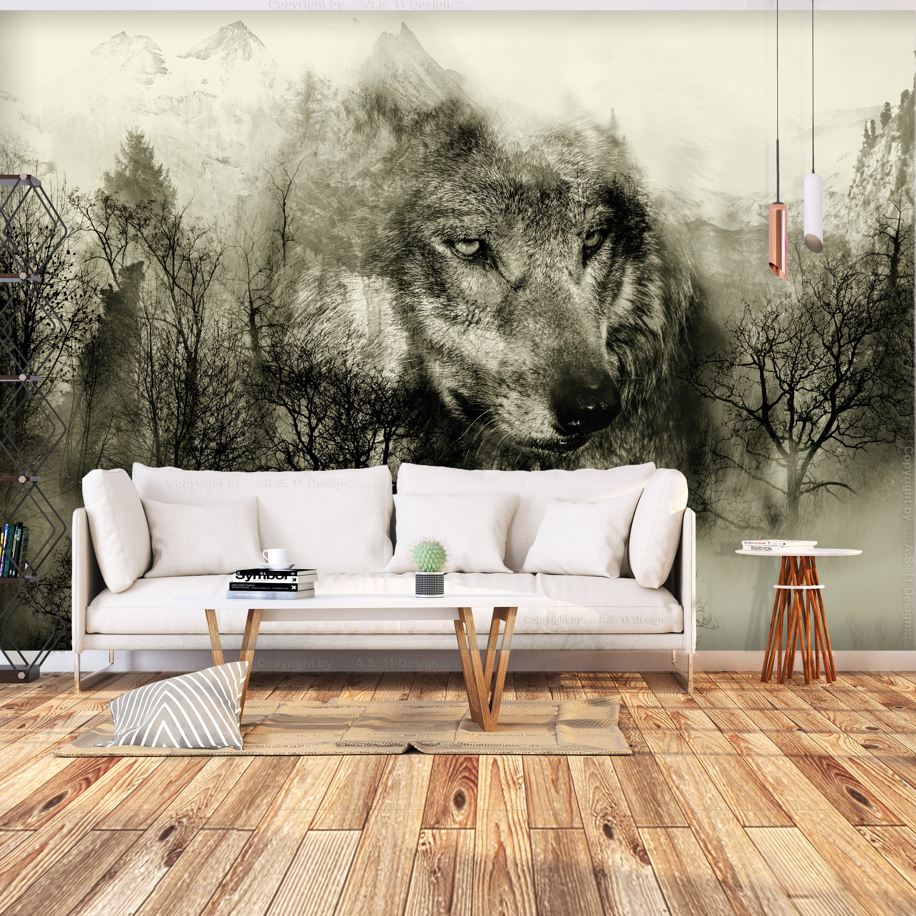 Wallpaper - Mountain Predator (Beige) - 250x175