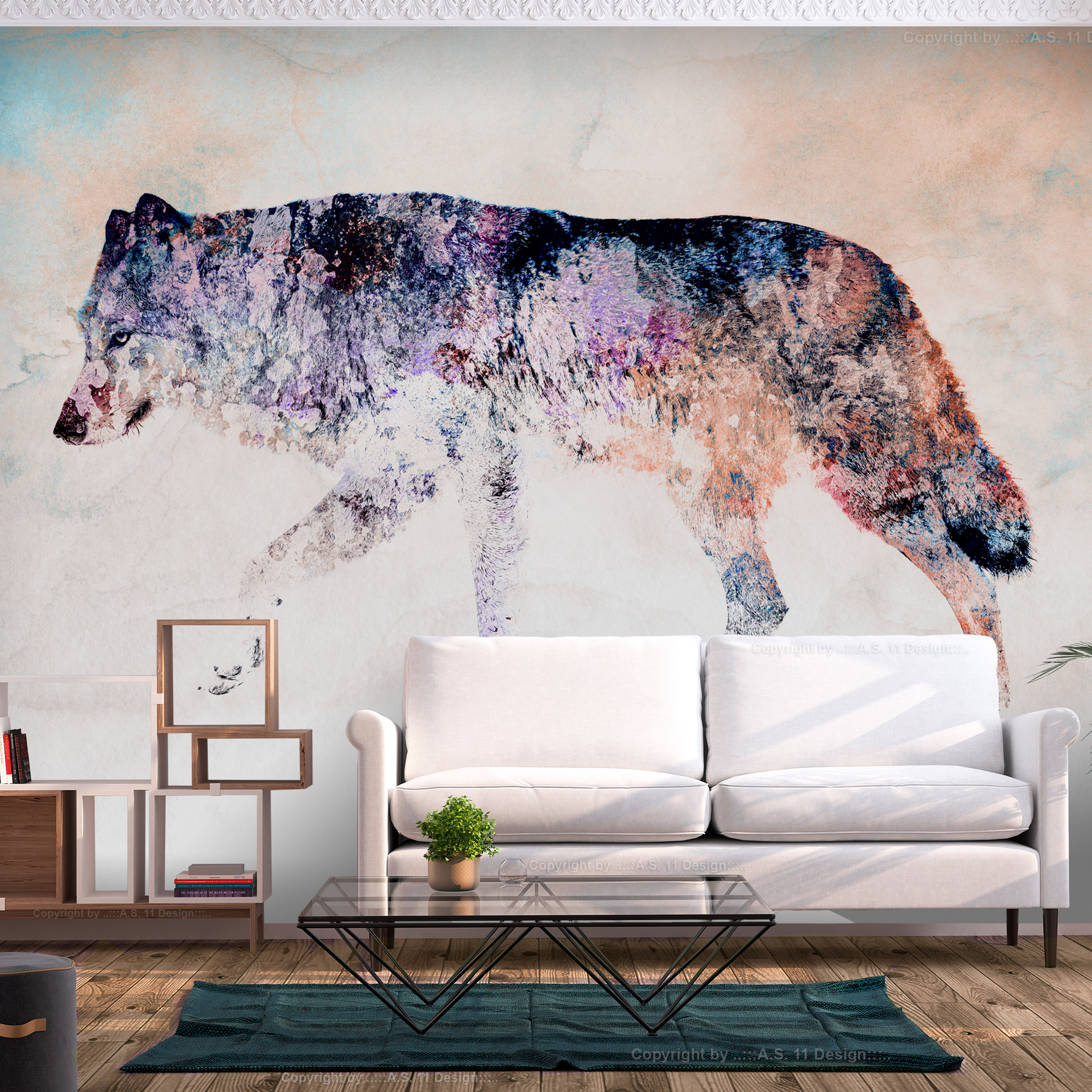 Self-adhesive Wallpaper - Lonely Wolf - 147x105