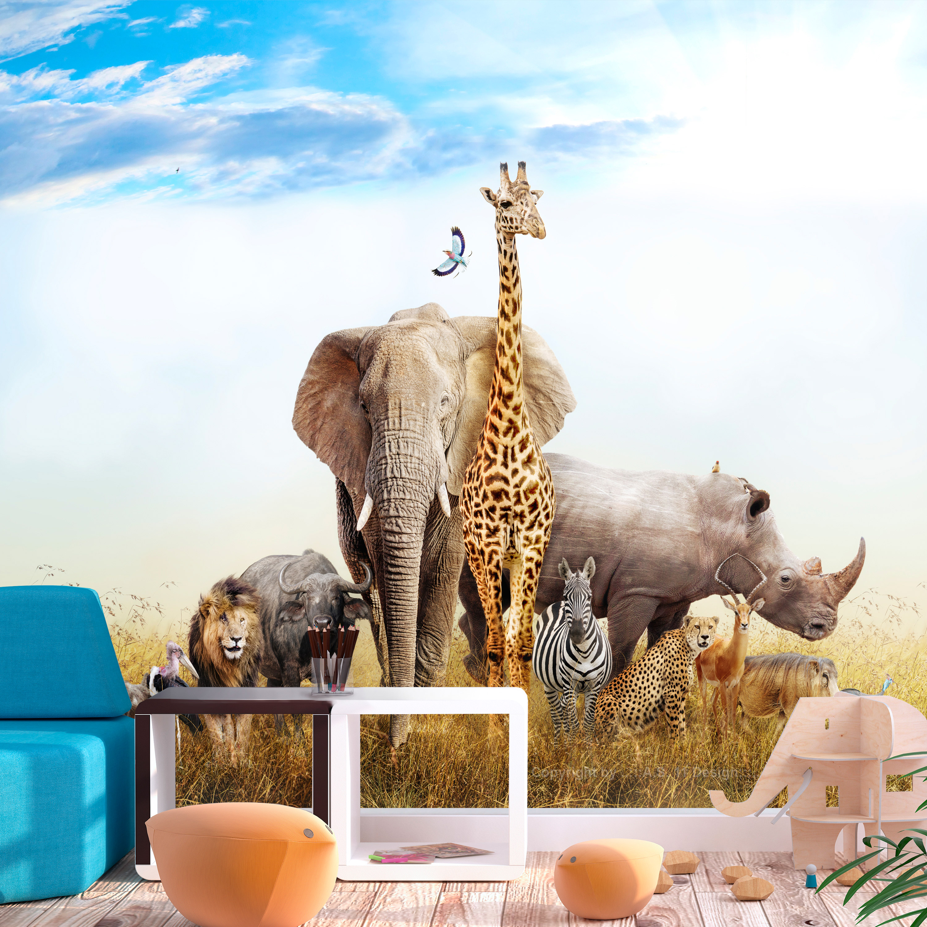 Self-adhesive Wallpaper - Fauna of Africa - 98x70