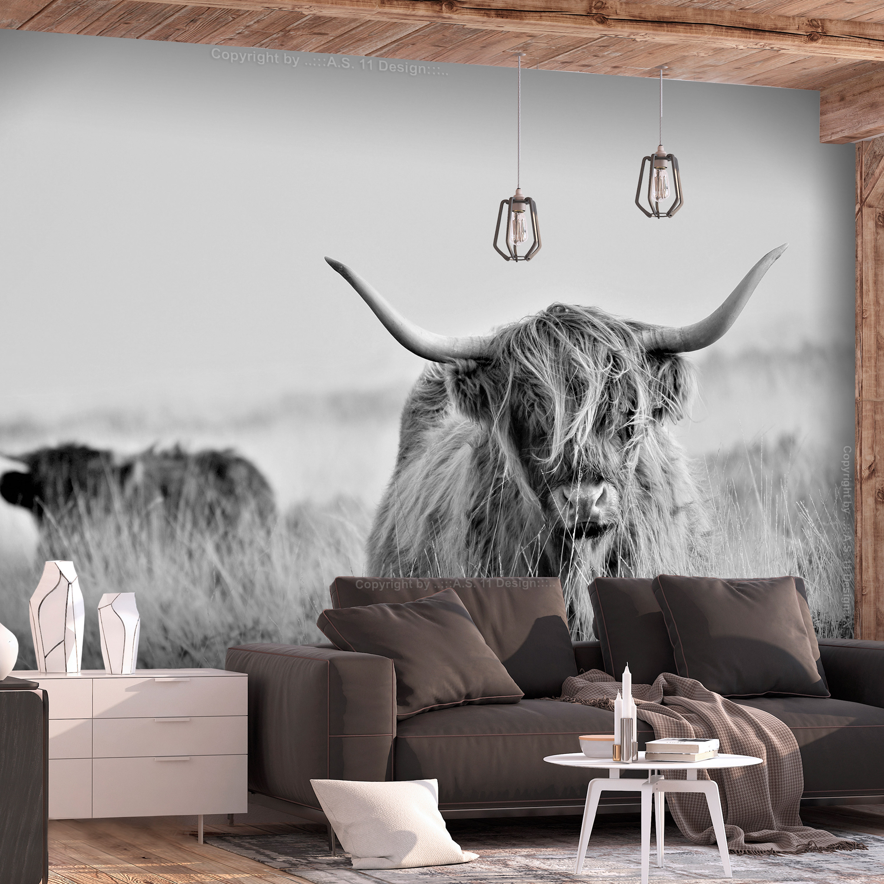 Self-adhesive Wallpaper - Highland Cattle - 147x105