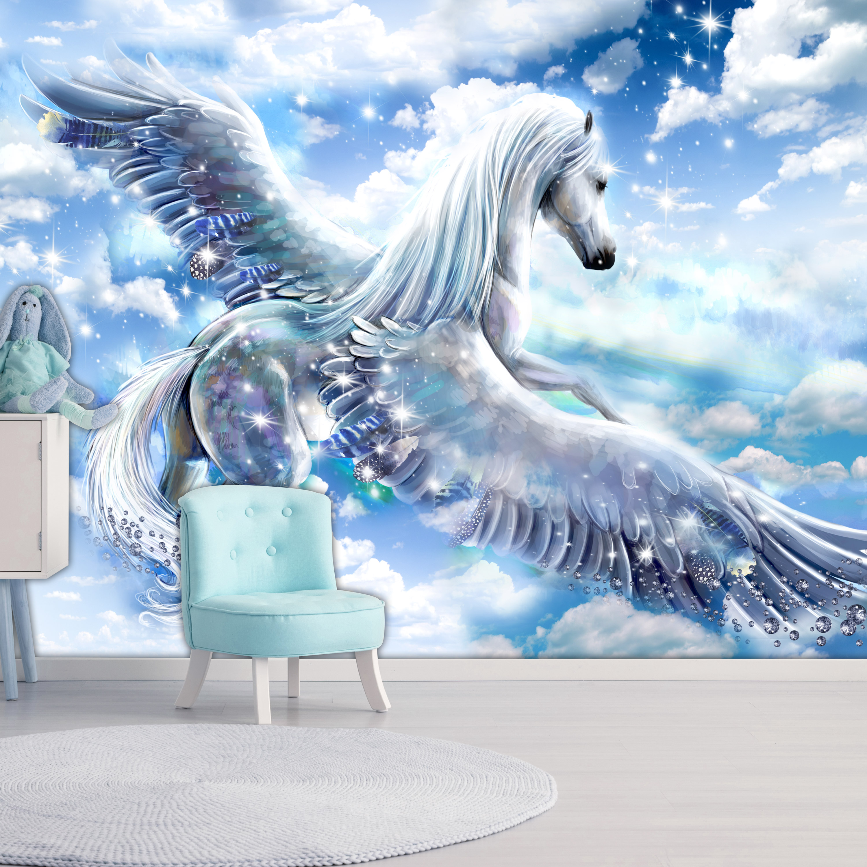 Self-adhesive Wallpaper - Pegasus (Blue) - 294x210