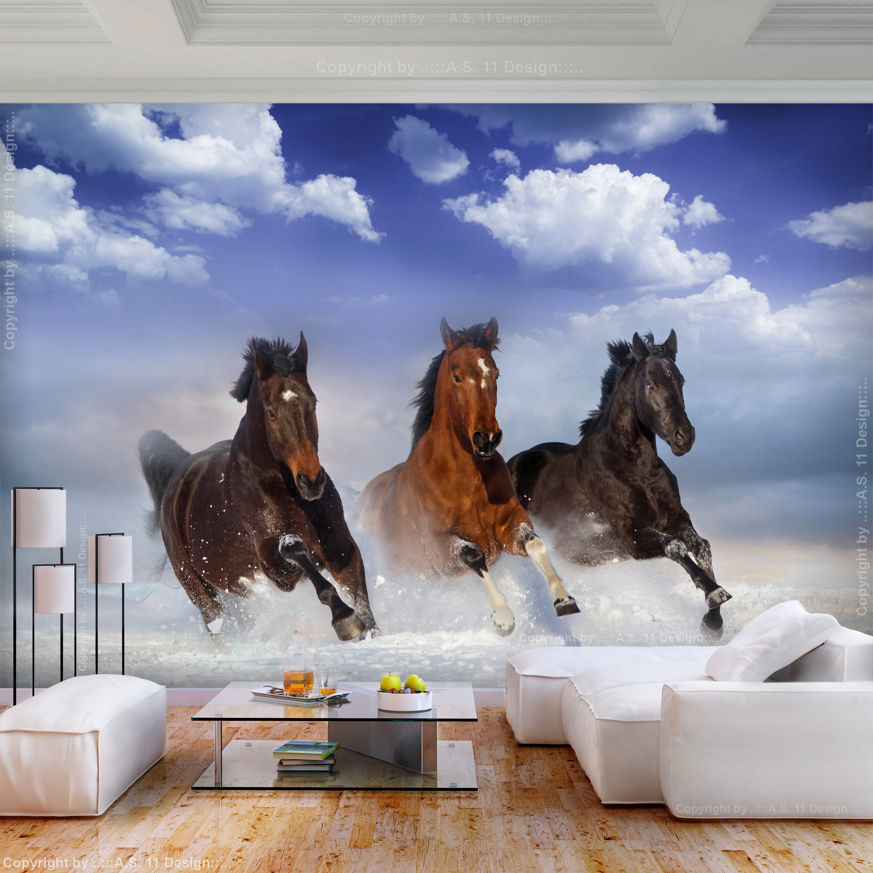 Self-adhesive Wallpaper - Horses in the Snow - 392x280
