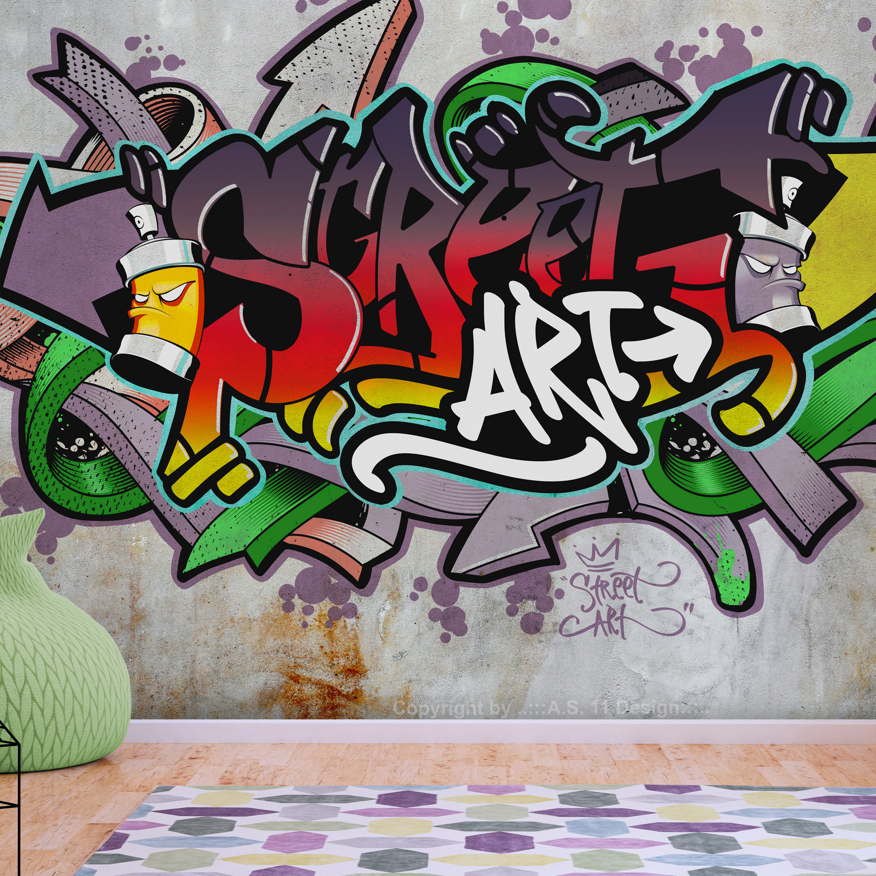 Self-adhesive Wallpaper - Street Classic (Reggae Colours) - 343x245