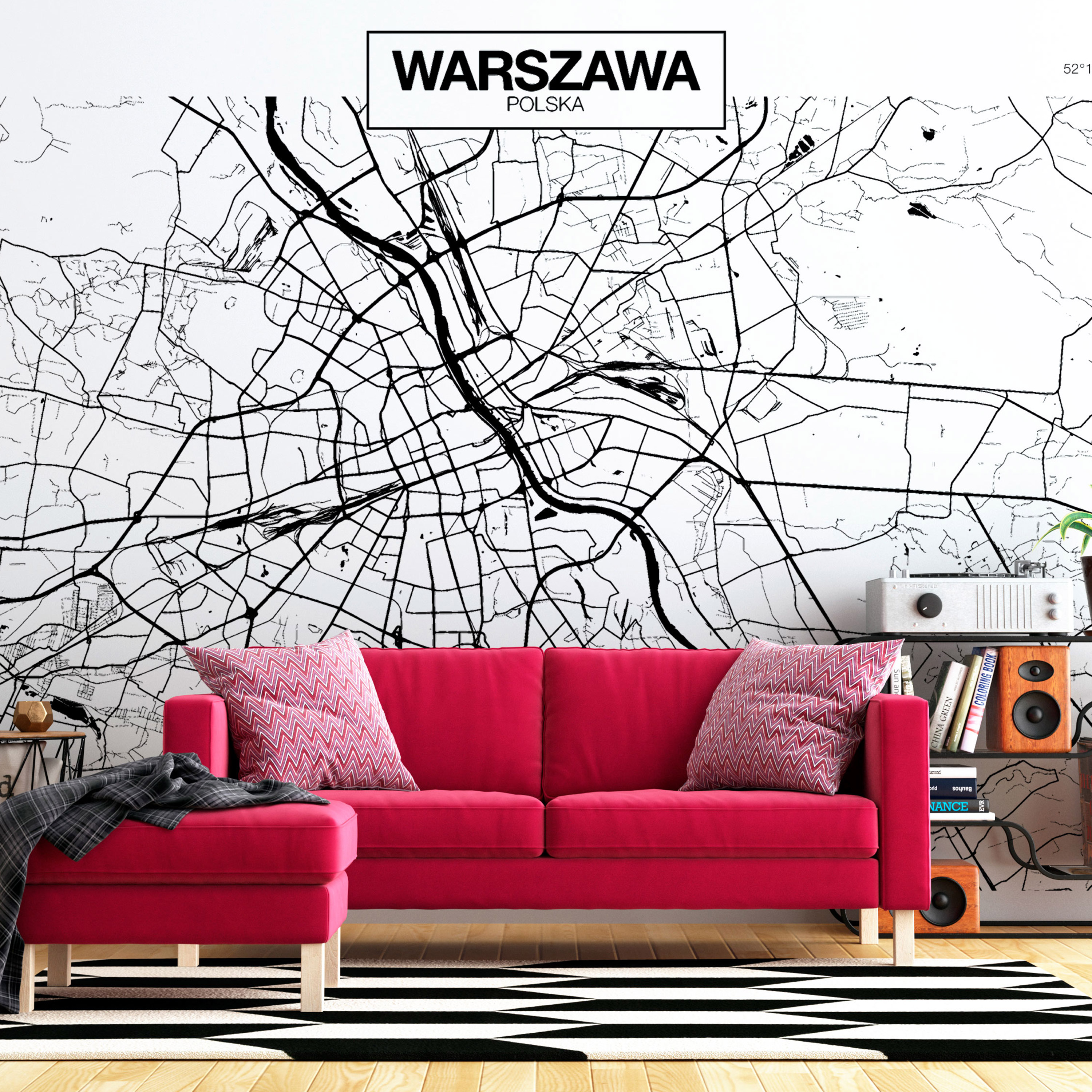 Self-adhesive Wallpaper - Warsaw Map - 98x70