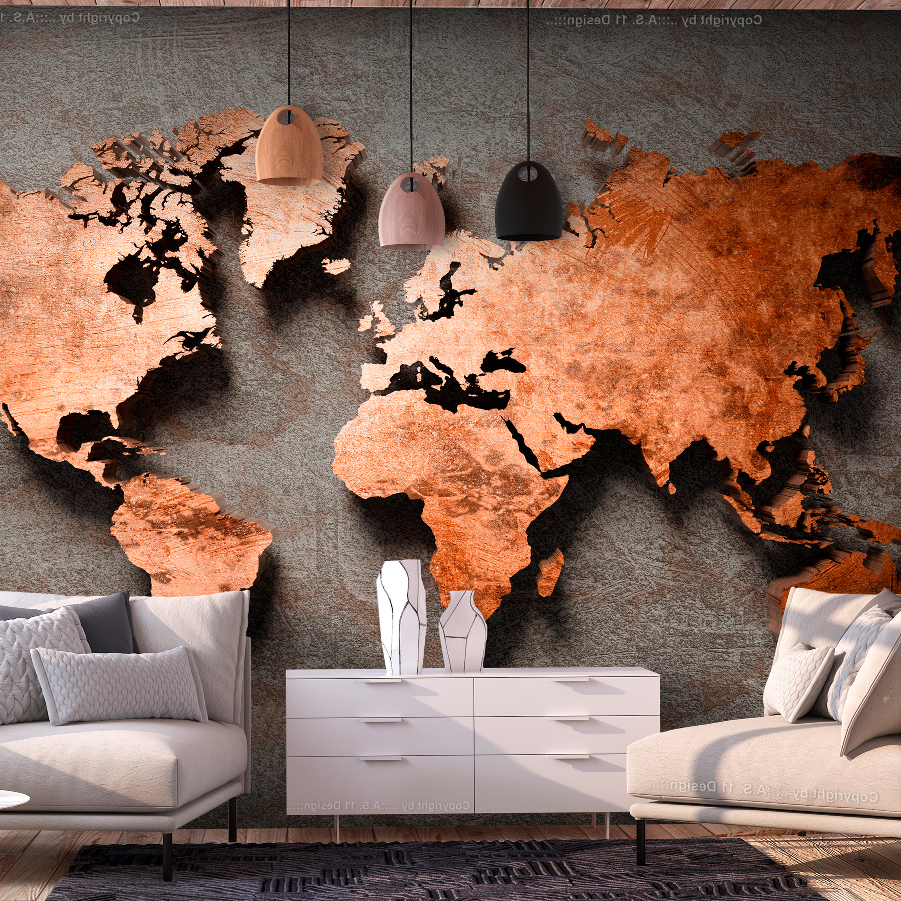 Self-adhesive Wallpaper - Copper Map - 147x105