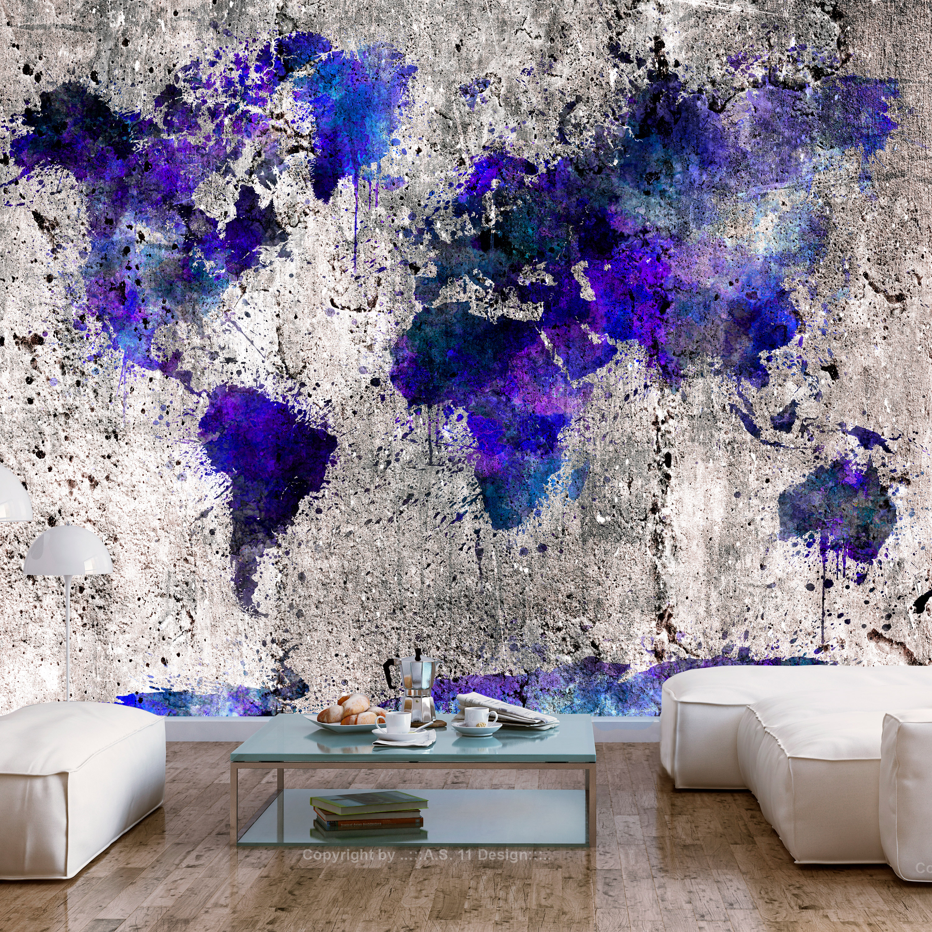 Wallpaper - World Map: Ink Blots - 150x105