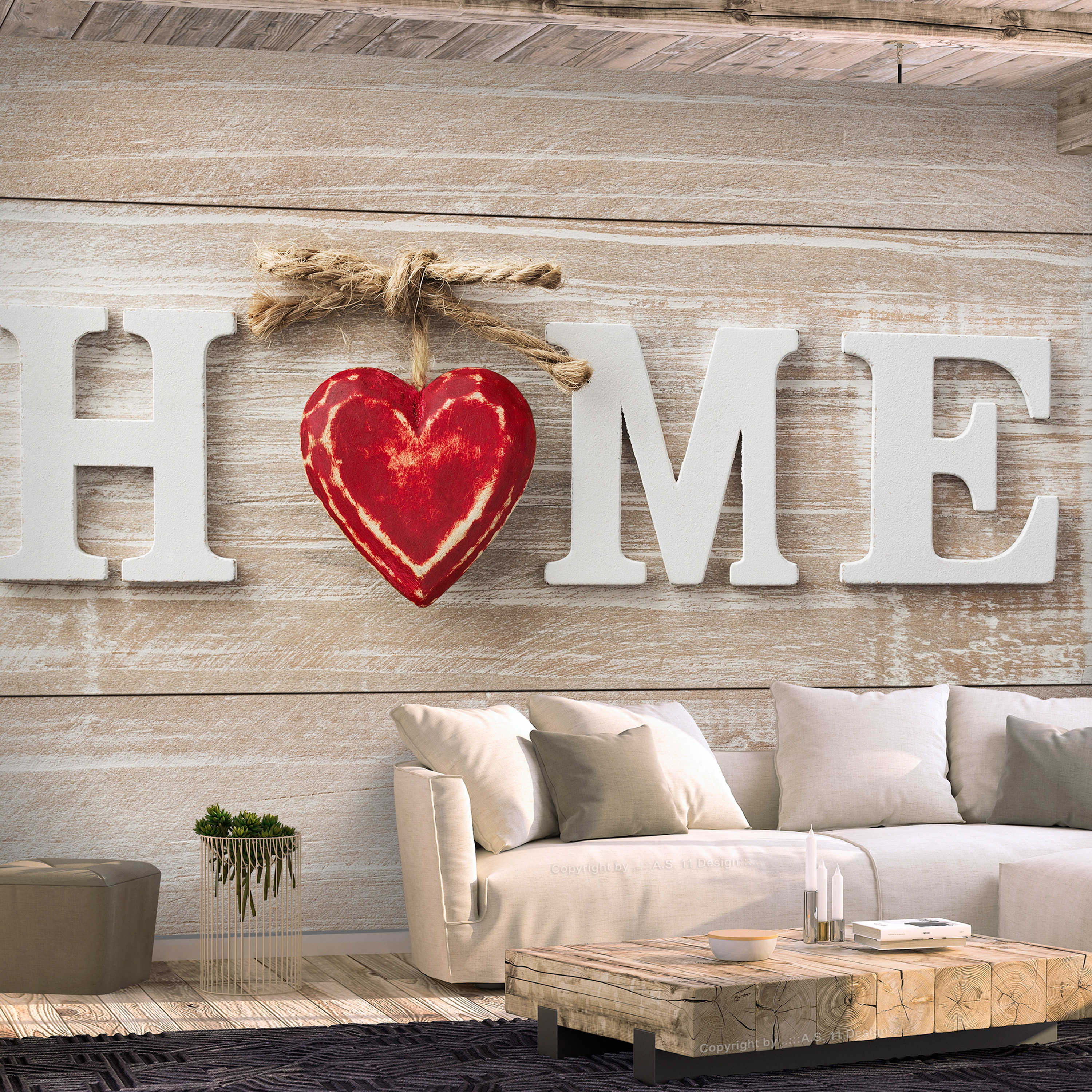 Self-adhesive Wallpaper - Home Heart (Red) - 294x210