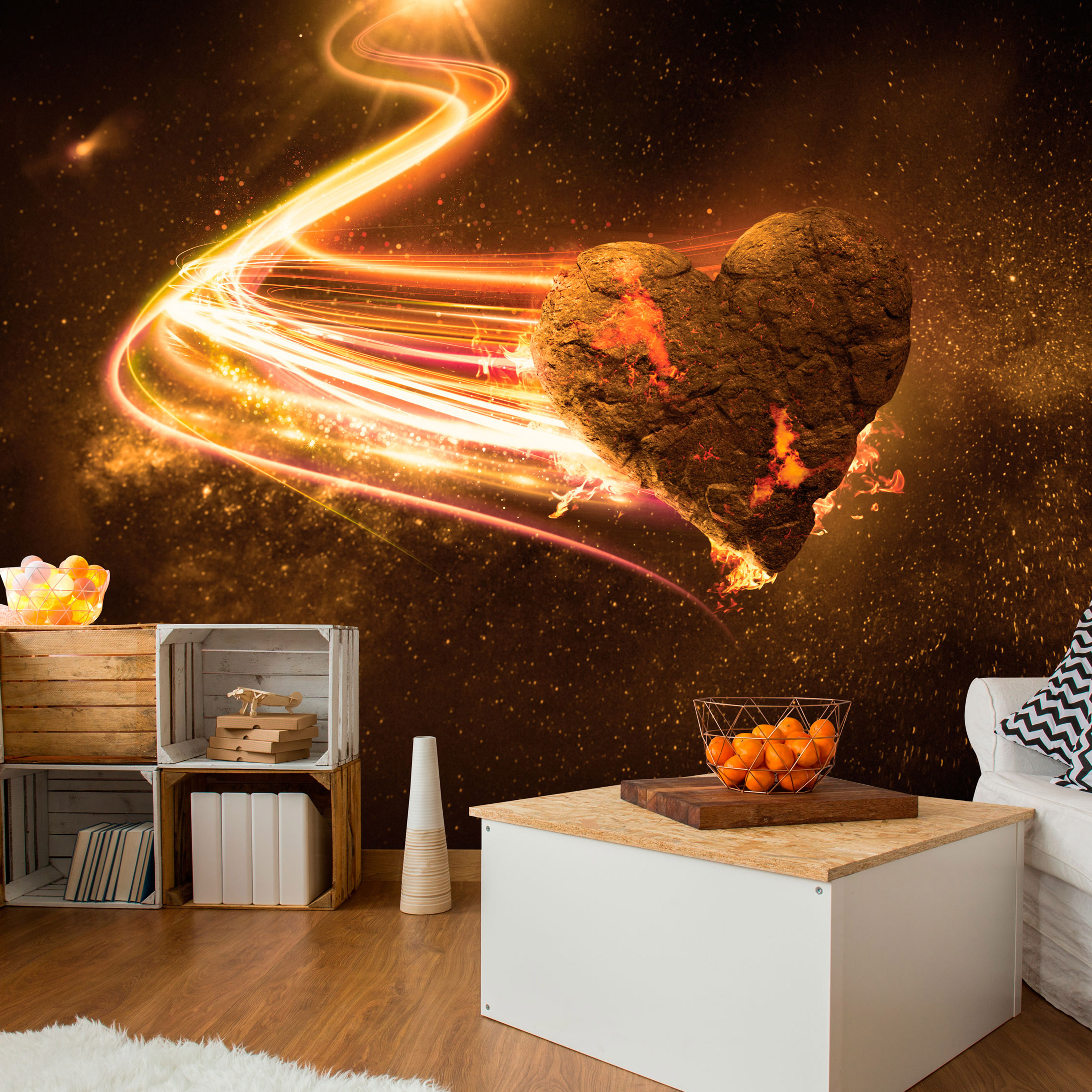 Self-adhesive Wallpaper - Love Meteorite (Orange) - 392x280