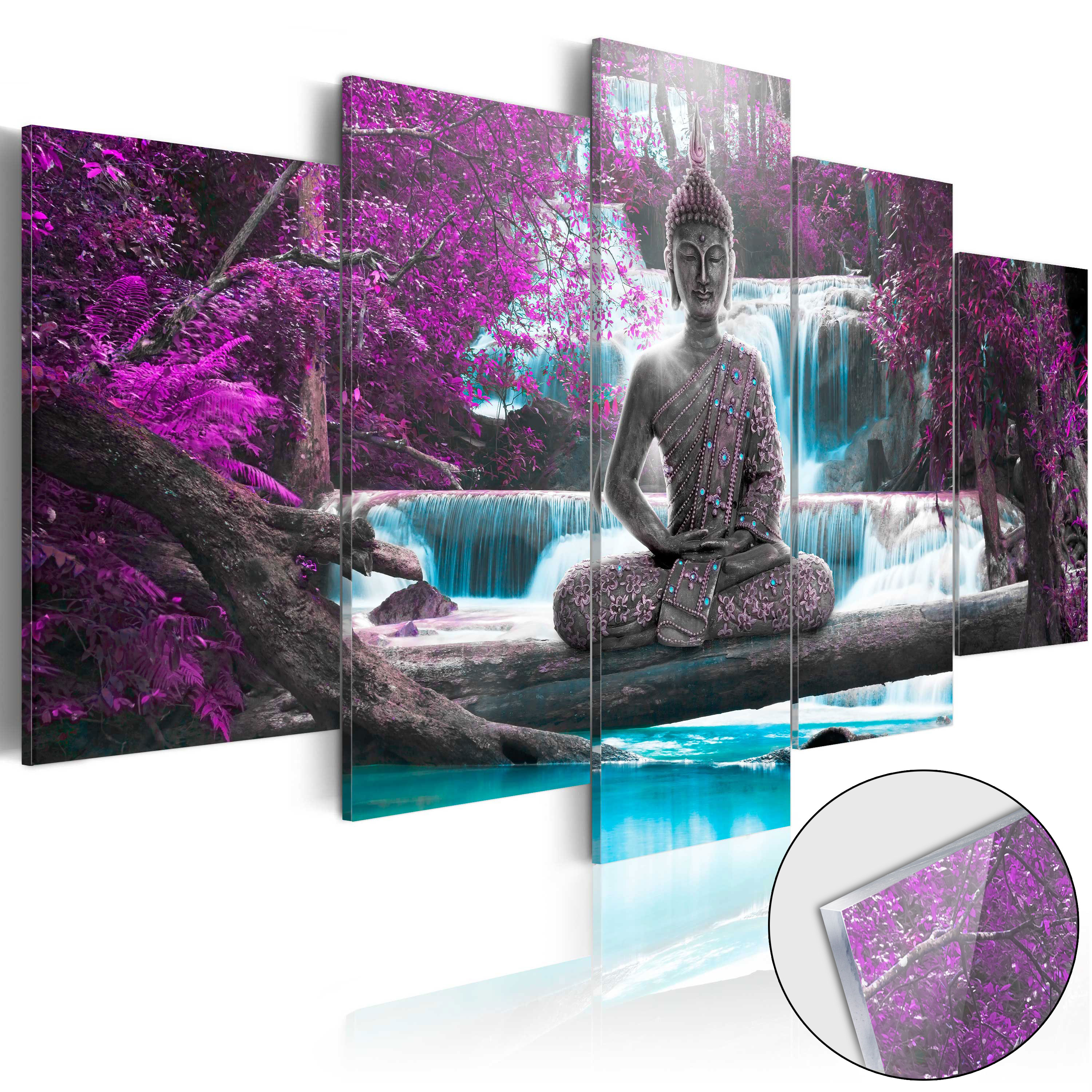 Acrylic Print - Waterfall and Buddha [Glass] - 200x100