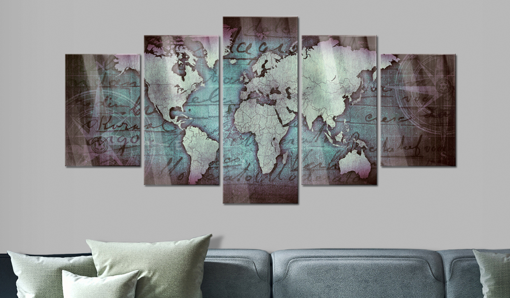 Impression Sur Toile Intissé - Carte Du Monde Décorative - Référence K-A-0062-b-n - Neuf