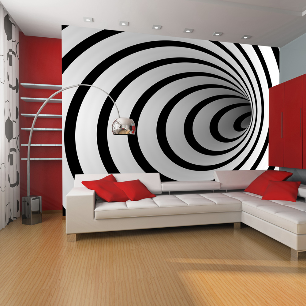 Wallpaper - Black and white 3D tunnel - 250x193