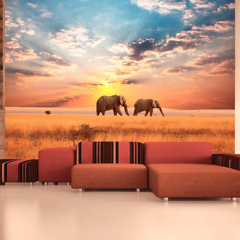 Wallpaper - African savanna elephants - 400x309