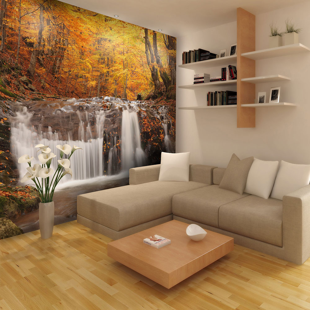Wallpaper - Autumn landscape : waterfall in forest - 350x270